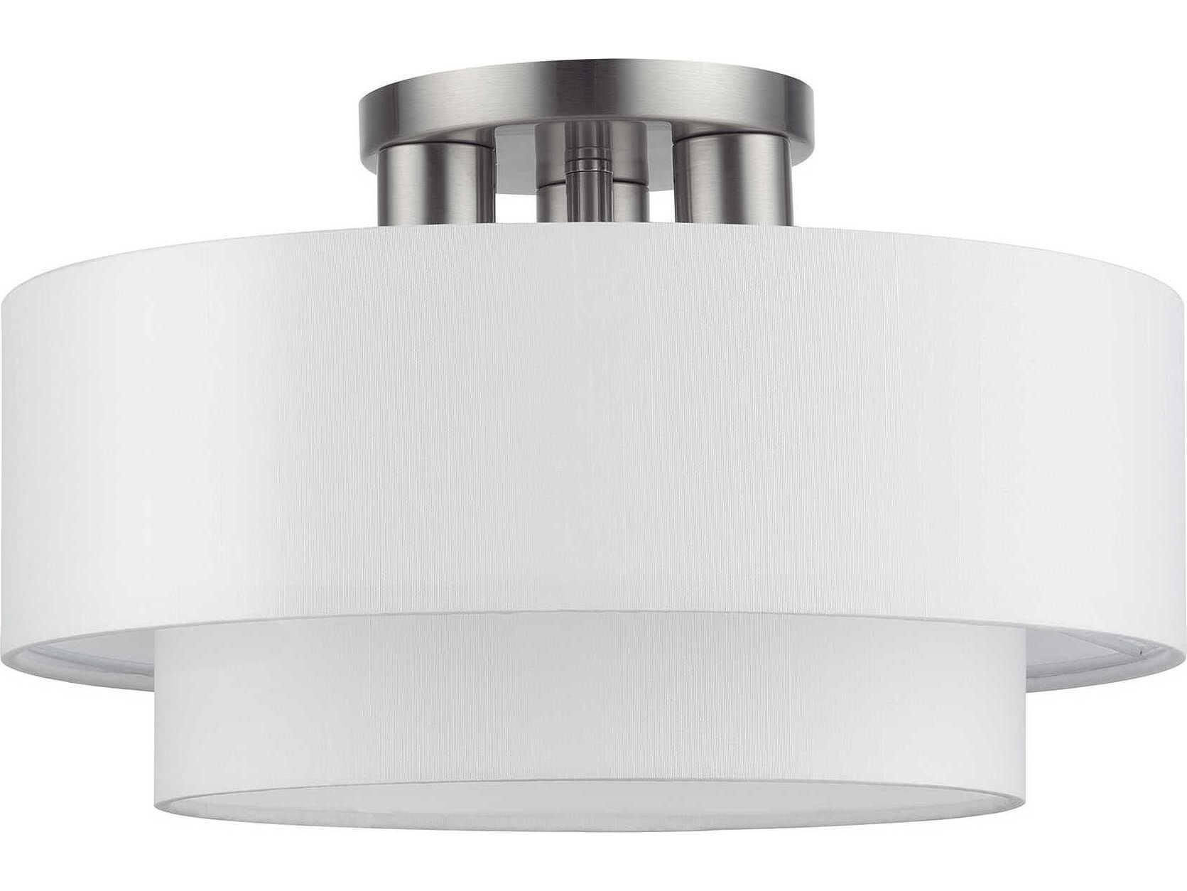 Livex Lighting Manorwood 3-Light Brushed Nickel Semi Flush Mount
