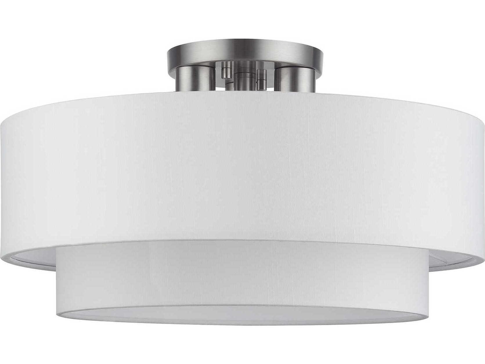 Livex Lighting Manorwood 3-Light Brushed Nickel Semi Flush Mount