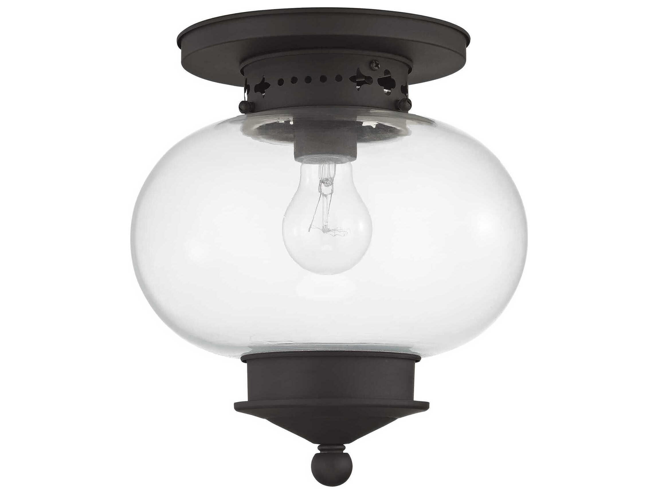 Livex Lighting Harbor 1-Light Bronze Glass Globe Semi Flush Mount
