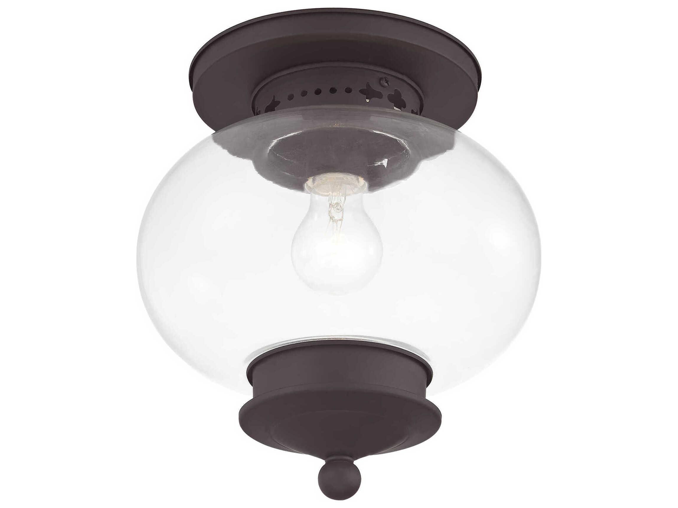 Livex Lighting Harbor 1-Light Bronze Glass Globe Semi Flush Mount