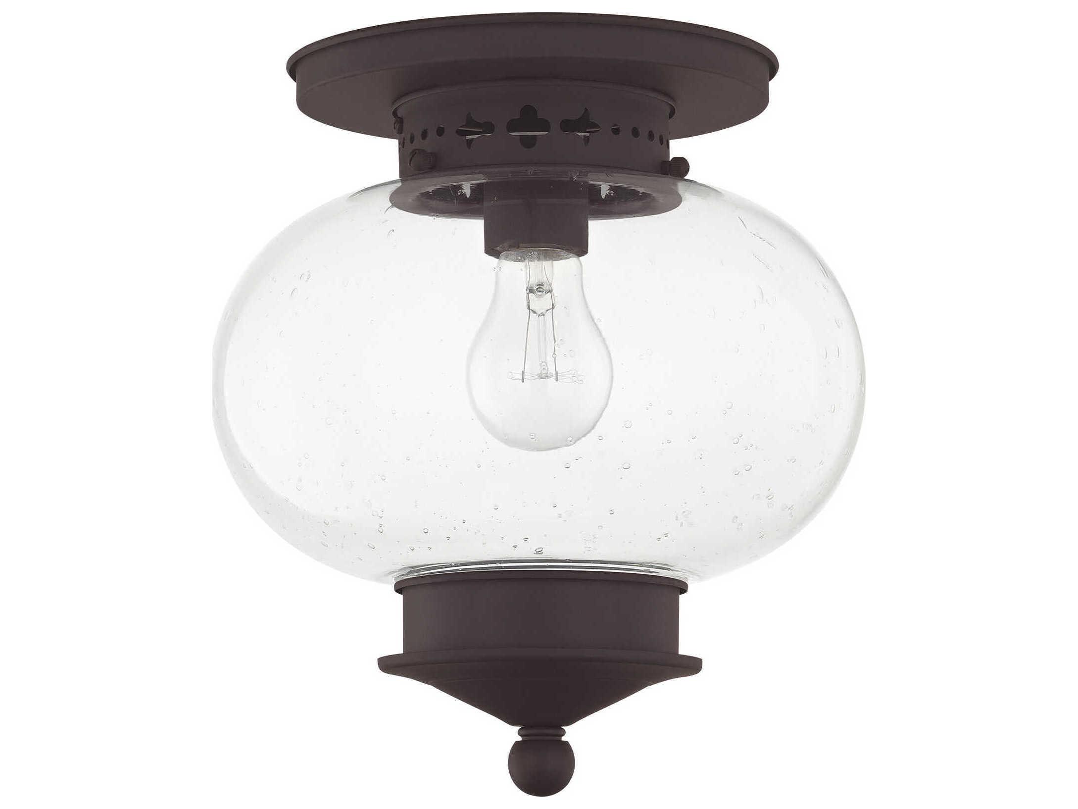 Livex Lighting Harbor 1-Light Bronze Glass Semi Flush Mount