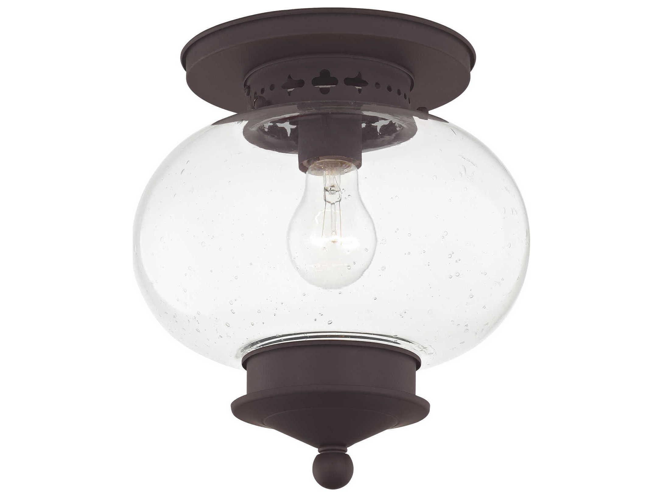Livex Lighting Harbor 1-Light Bronze Glass Semi Flush Mount