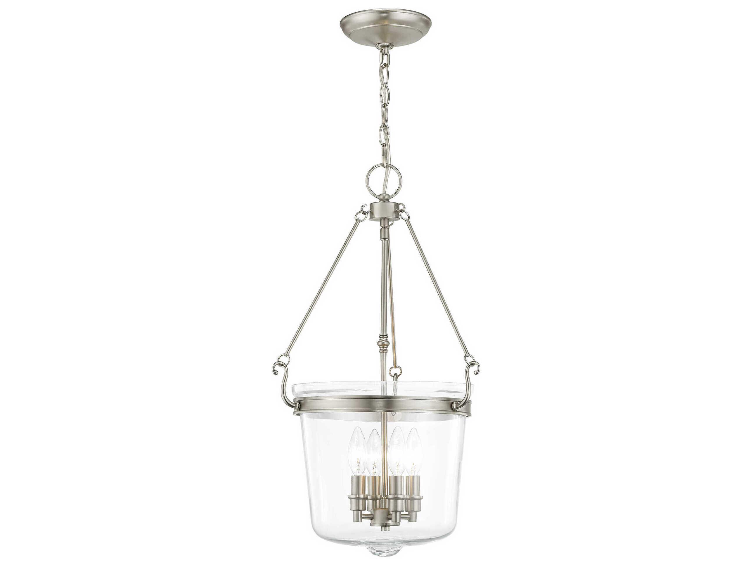 Livex Lighting Rockford 4-Light Brushed Nickel Glass Candelabra Chandelier