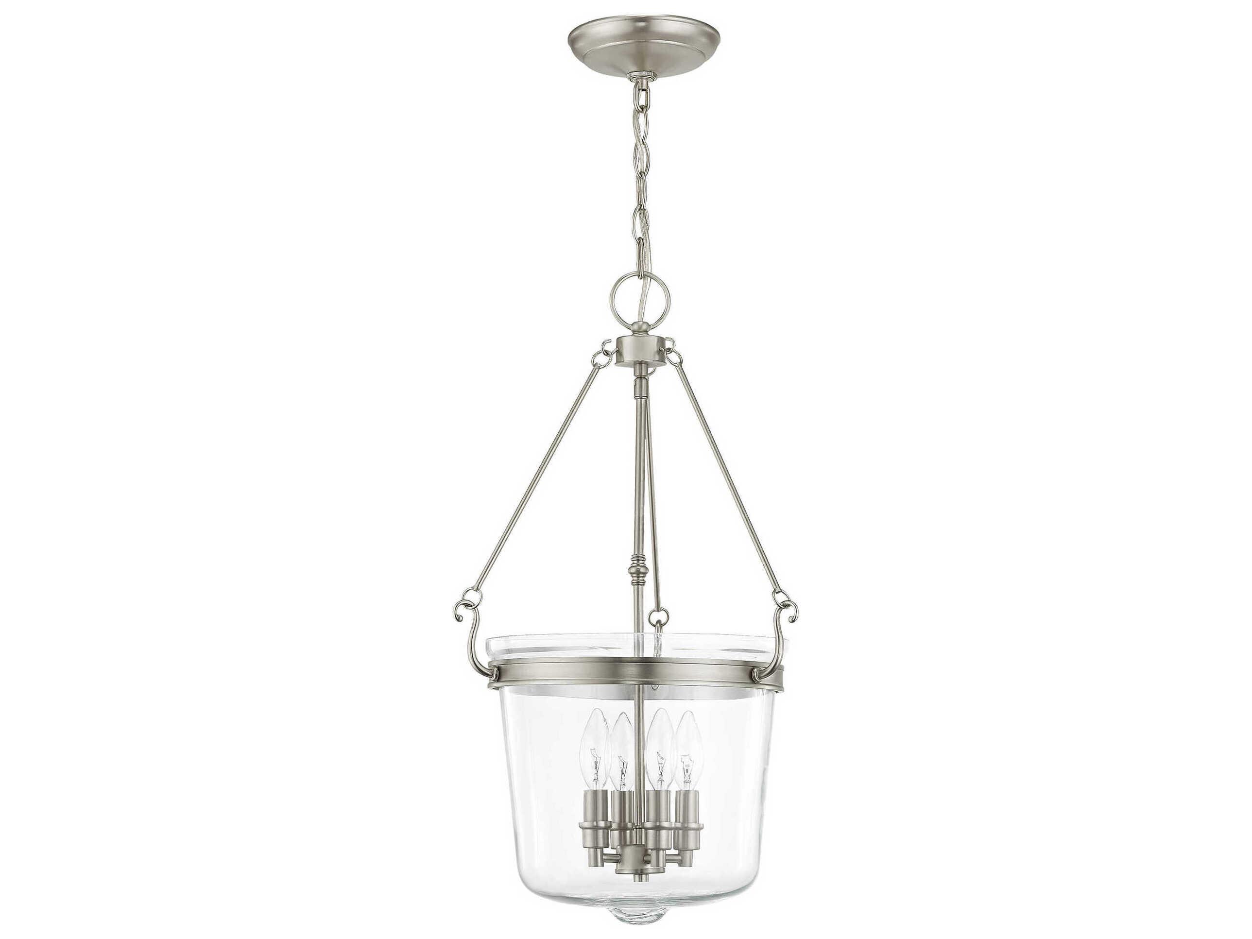 Livex Lighting Rockford 4-Light Brushed Nickel Glass Candelabra Chandelier