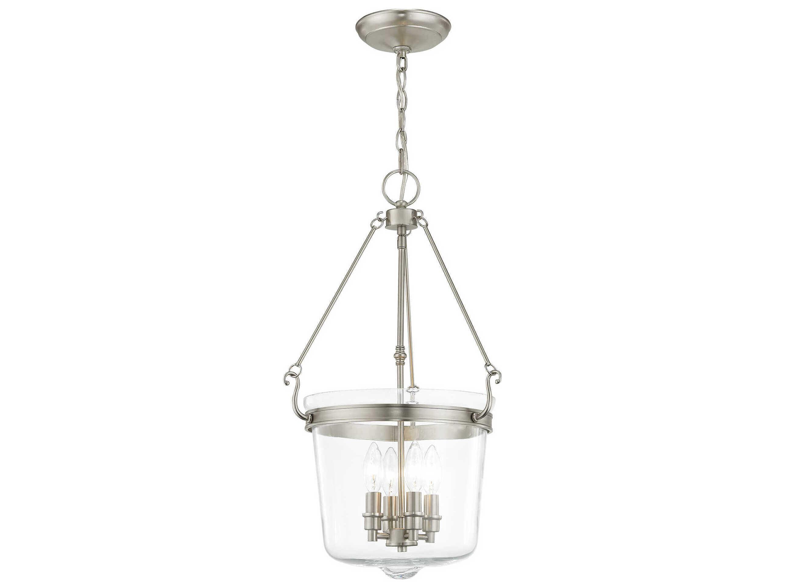 Livex Lighting Rockford 4-Light Brushed Nickel Glass Candelabra Chandelier
