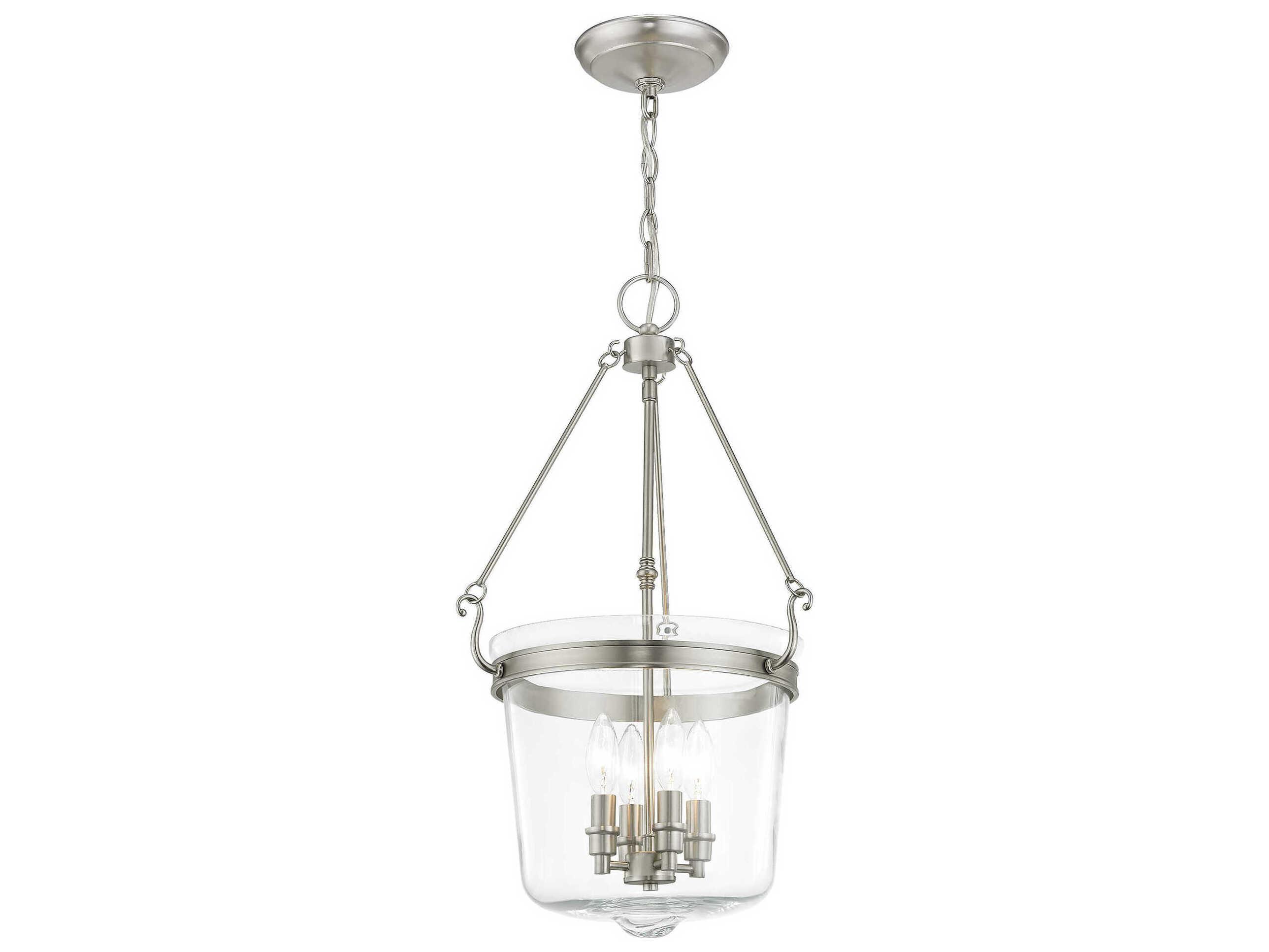 Livex Lighting Rockford 4-Light Brushed Nickel Glass Candelabra Chandelier