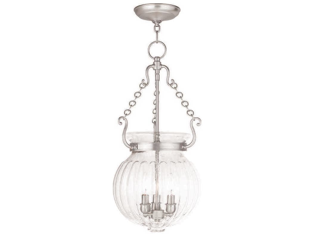 Livex Lighting Everett 3-Light Brushed Nickel Glass Chandelier