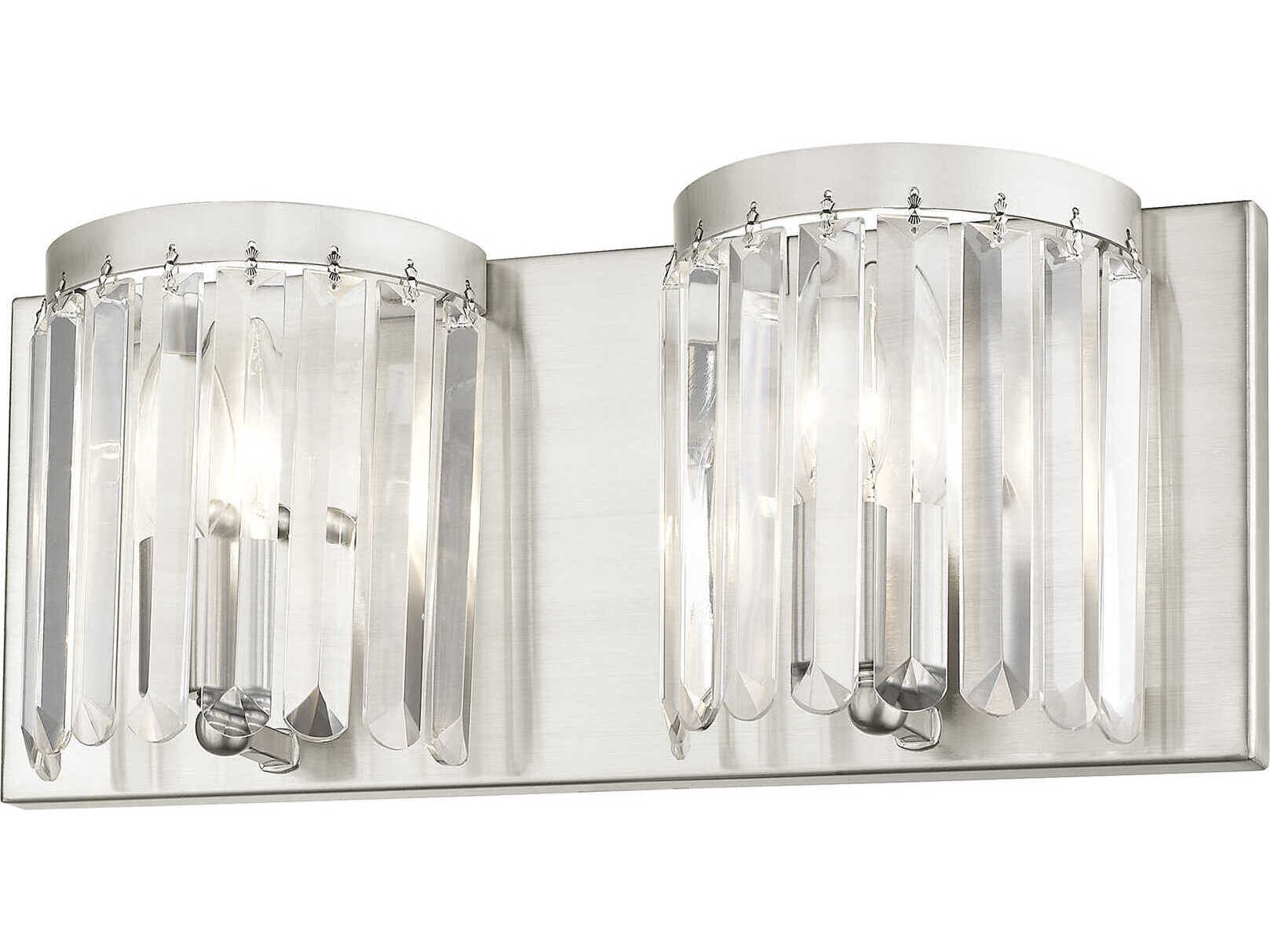 Livex Lighting Ashton 2-Light Brushed Nickel Clear Crystal Vanity Light