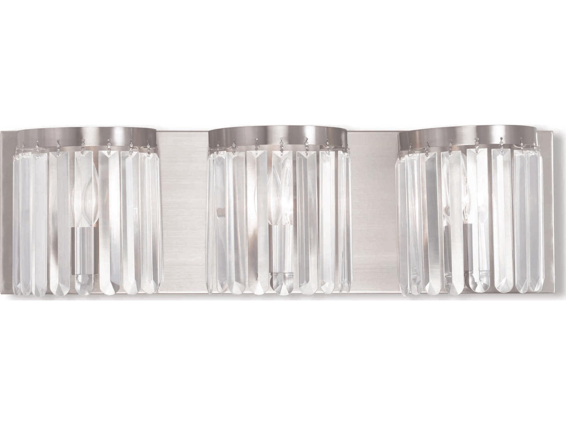 Livex Lighting Ashton 3-Light Brushed Nickel Crystal Vanity Light