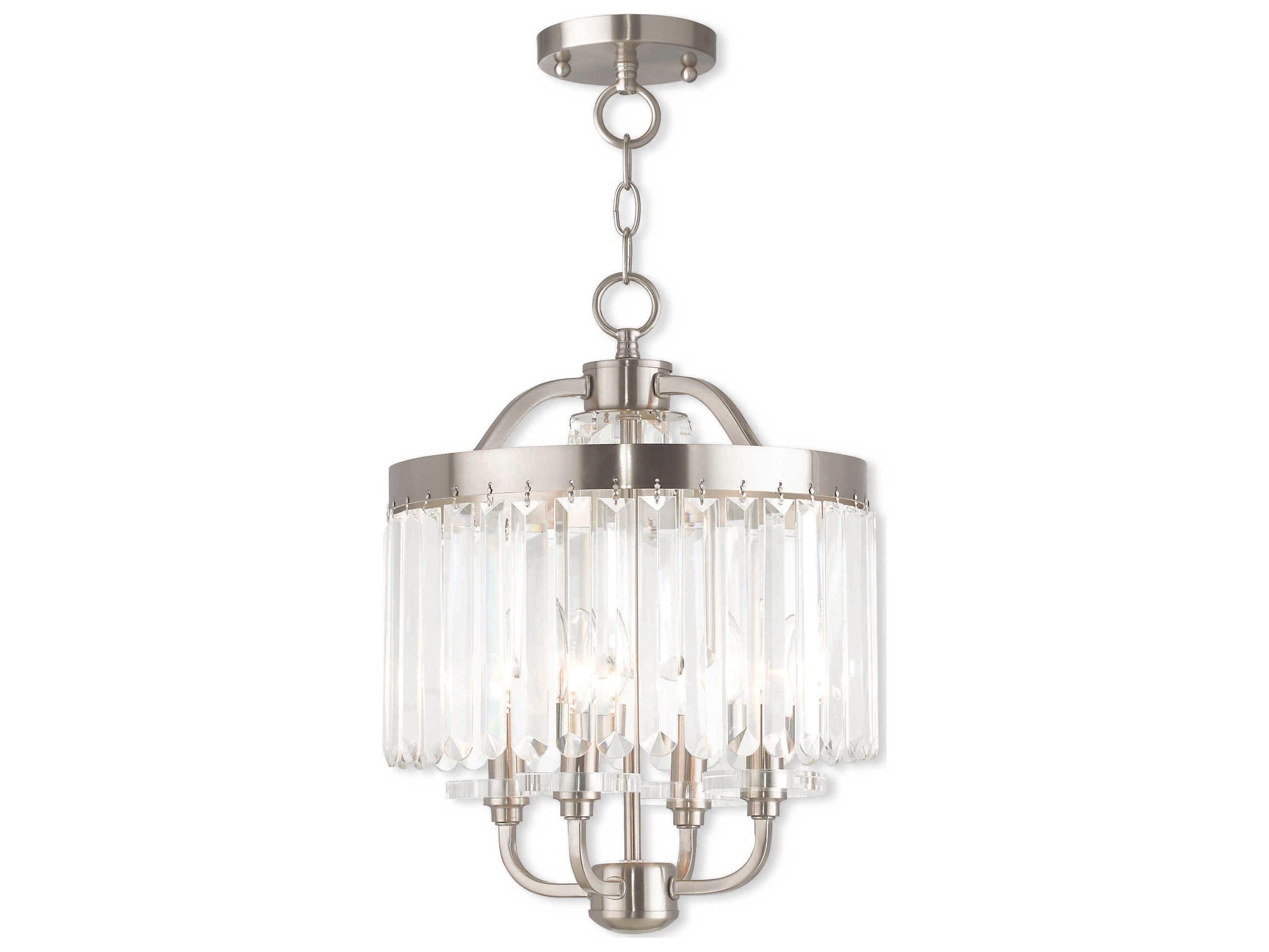 Livex Lighting Ashton 4-Light Brushed Nickel Crystal Candelabra Drum Chandelier