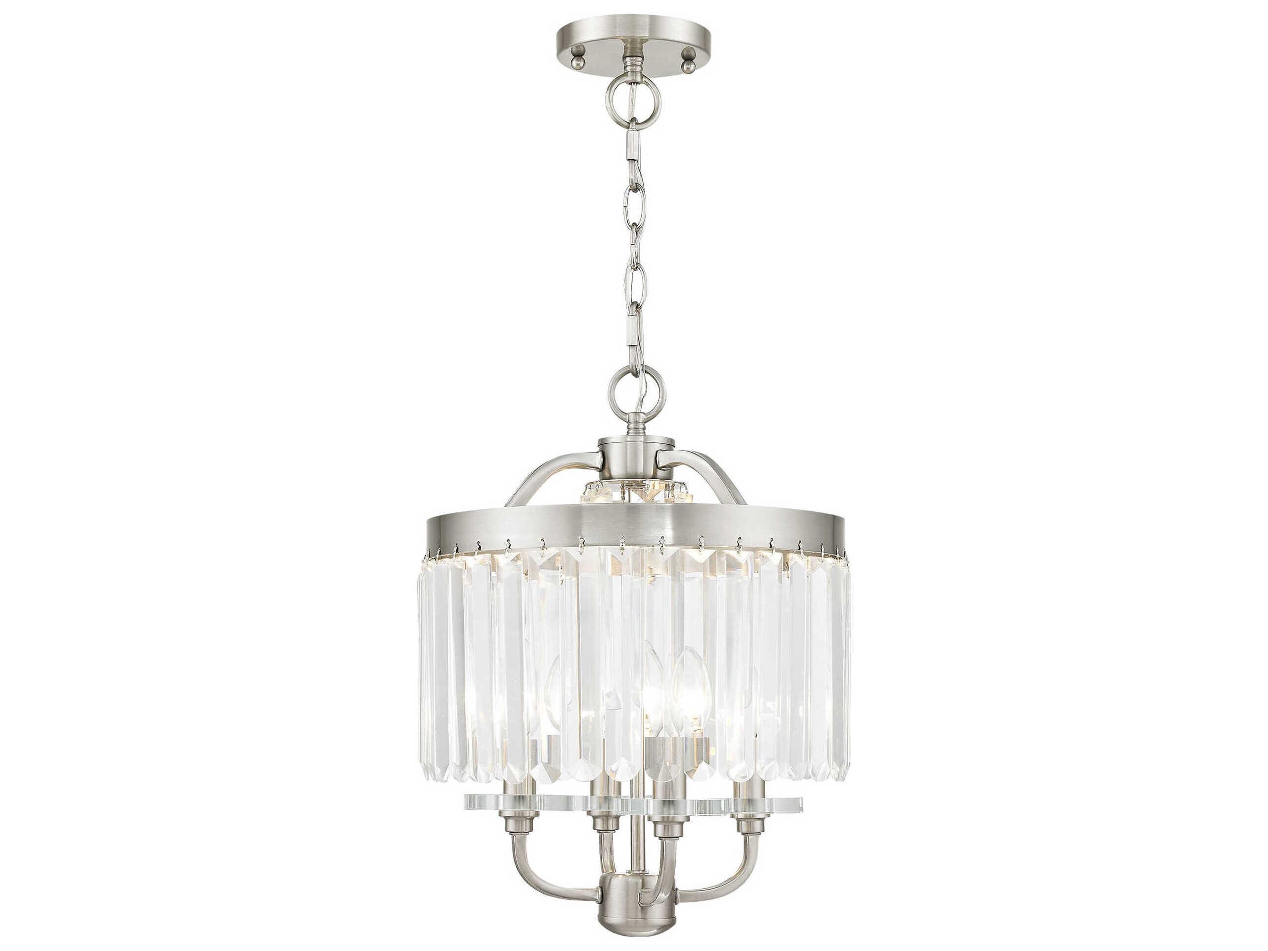 Livex Lighting Ashton 4-Light Brushed Nickel Crystal Candelabra Drum Chandelier