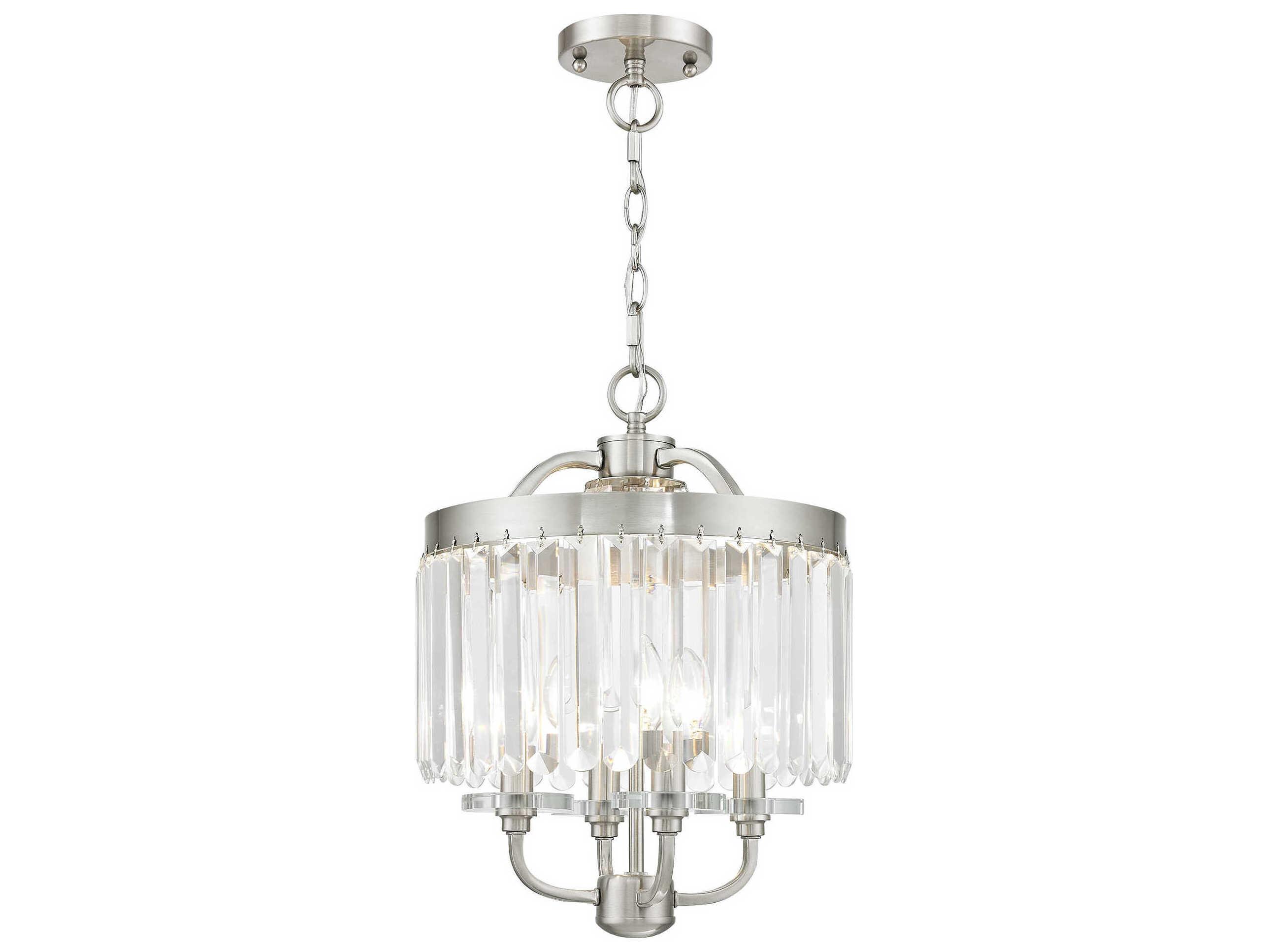 Livex Lighting Ashton 4-Light Brushed Nickel Crystal Candelabra Drum Chandelier