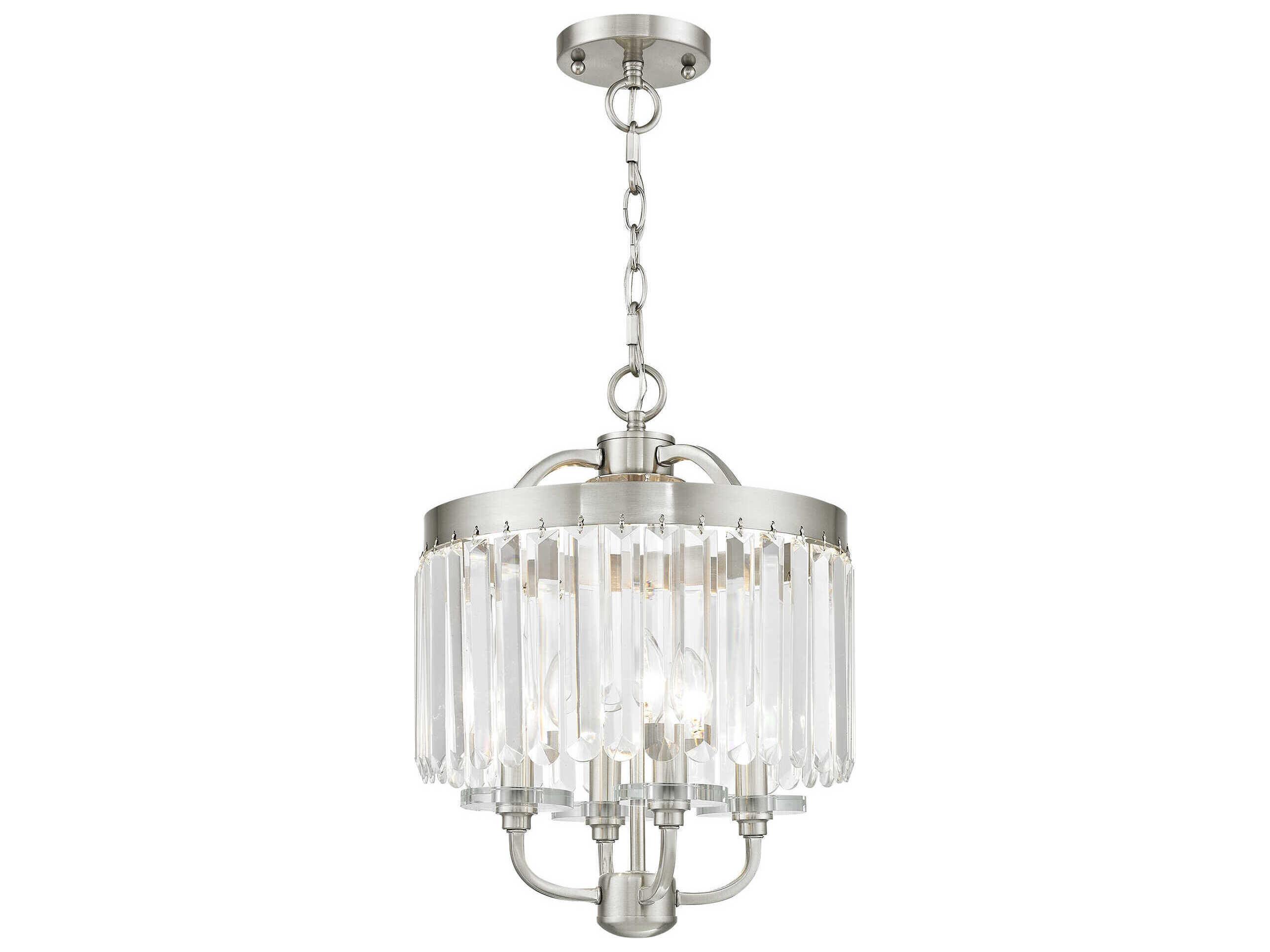 Livex Lighting Ashton 4-Light Brushed Nickel Crystal Candelabra Drum Chandelier