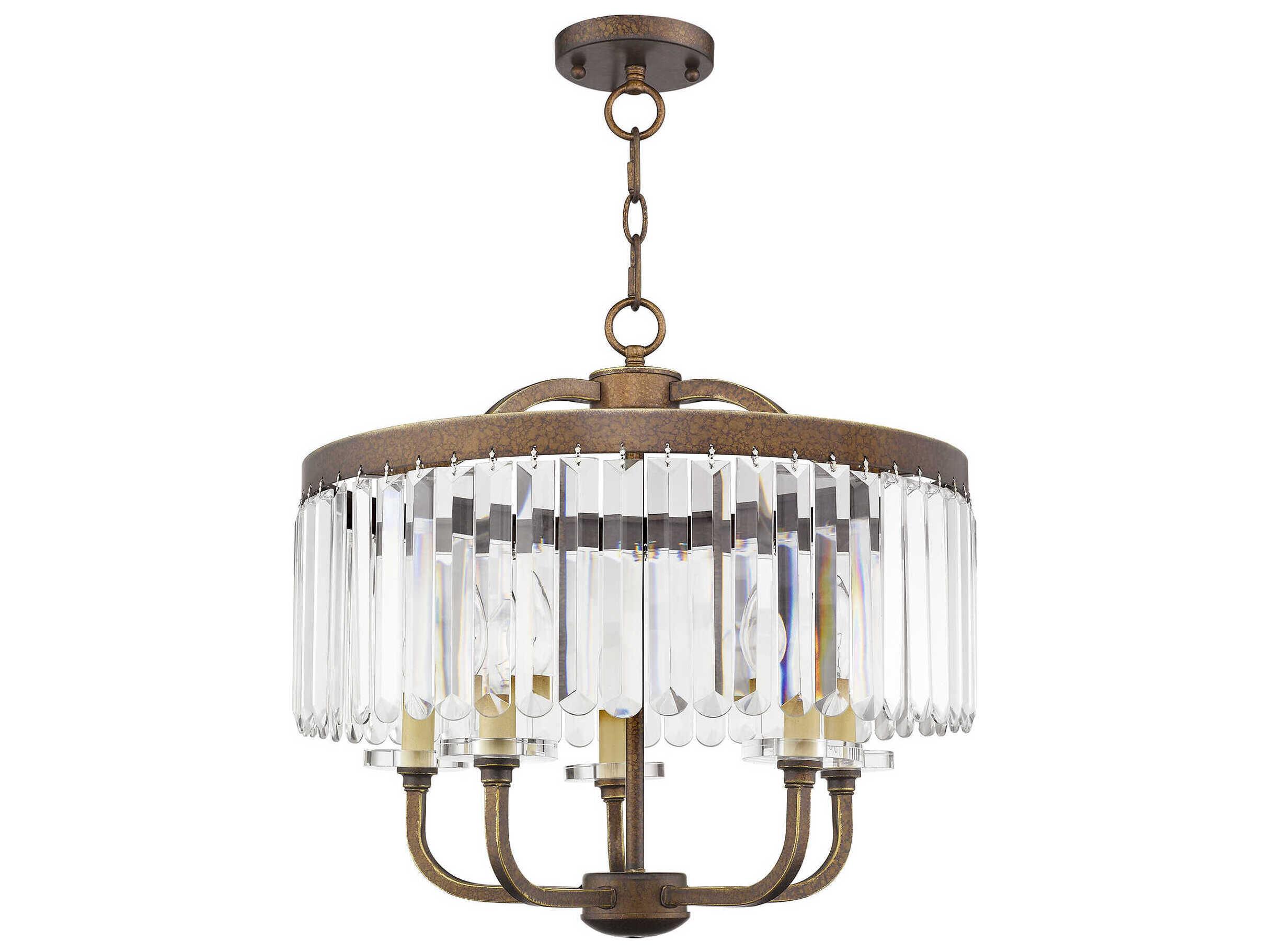 Livex Lighting Ashton 5-Light Hand Painted Palacial Bronze Crystal Drum Chandelier