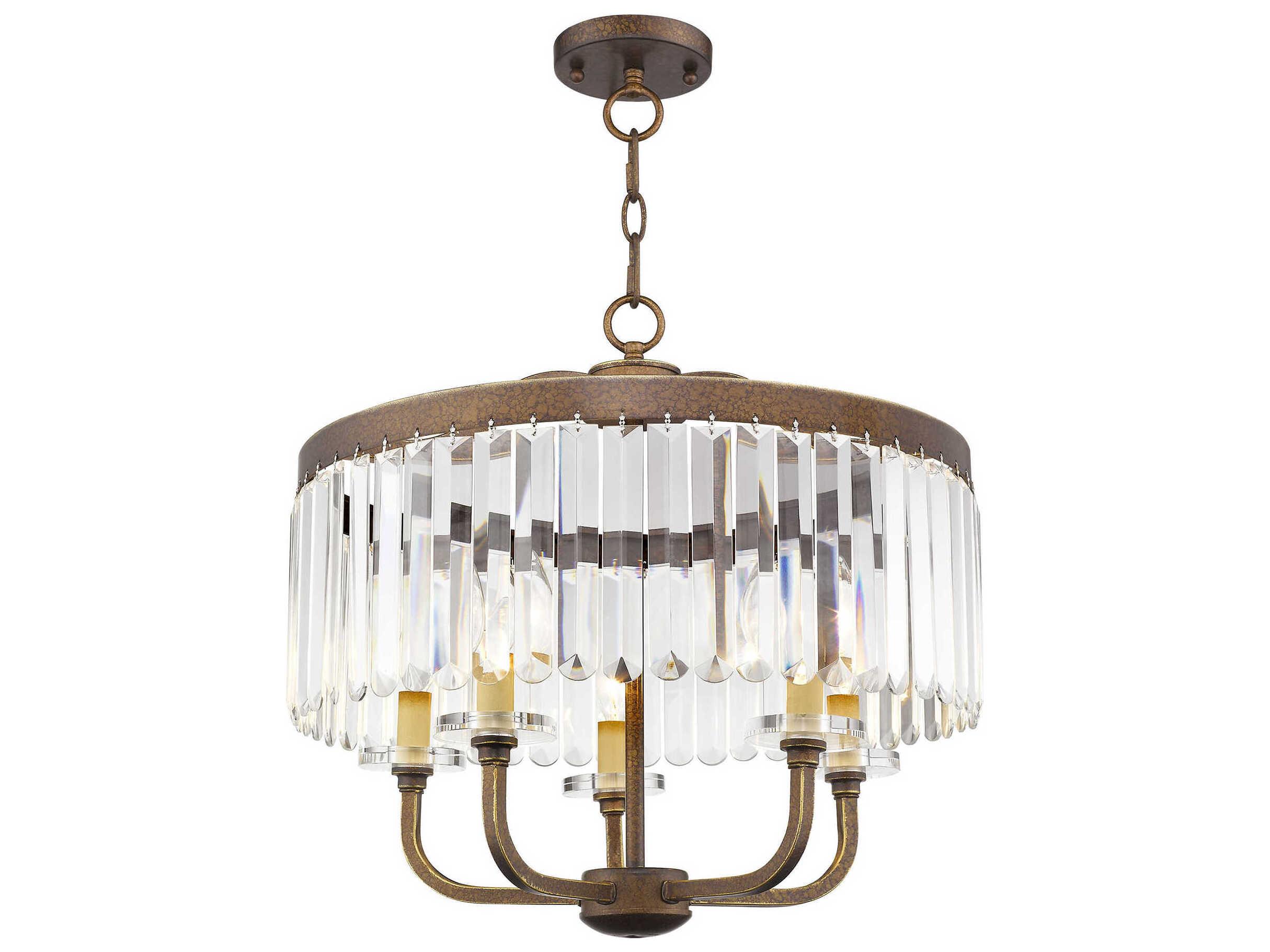 Livex Lighting Ashton 5-Light Hand Painted Palacial Bronze Crystal Drum Chandelier