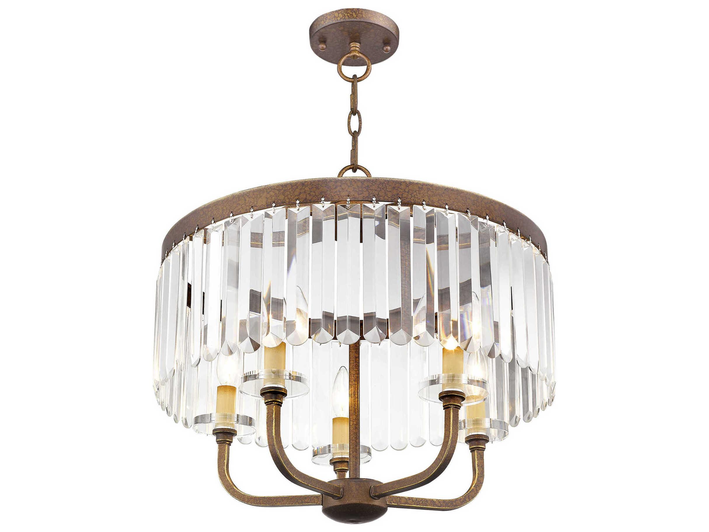 Livex Lighting Ashton 5-Light Hand Painted Palacial Bronze Crystal Drum Chandelier