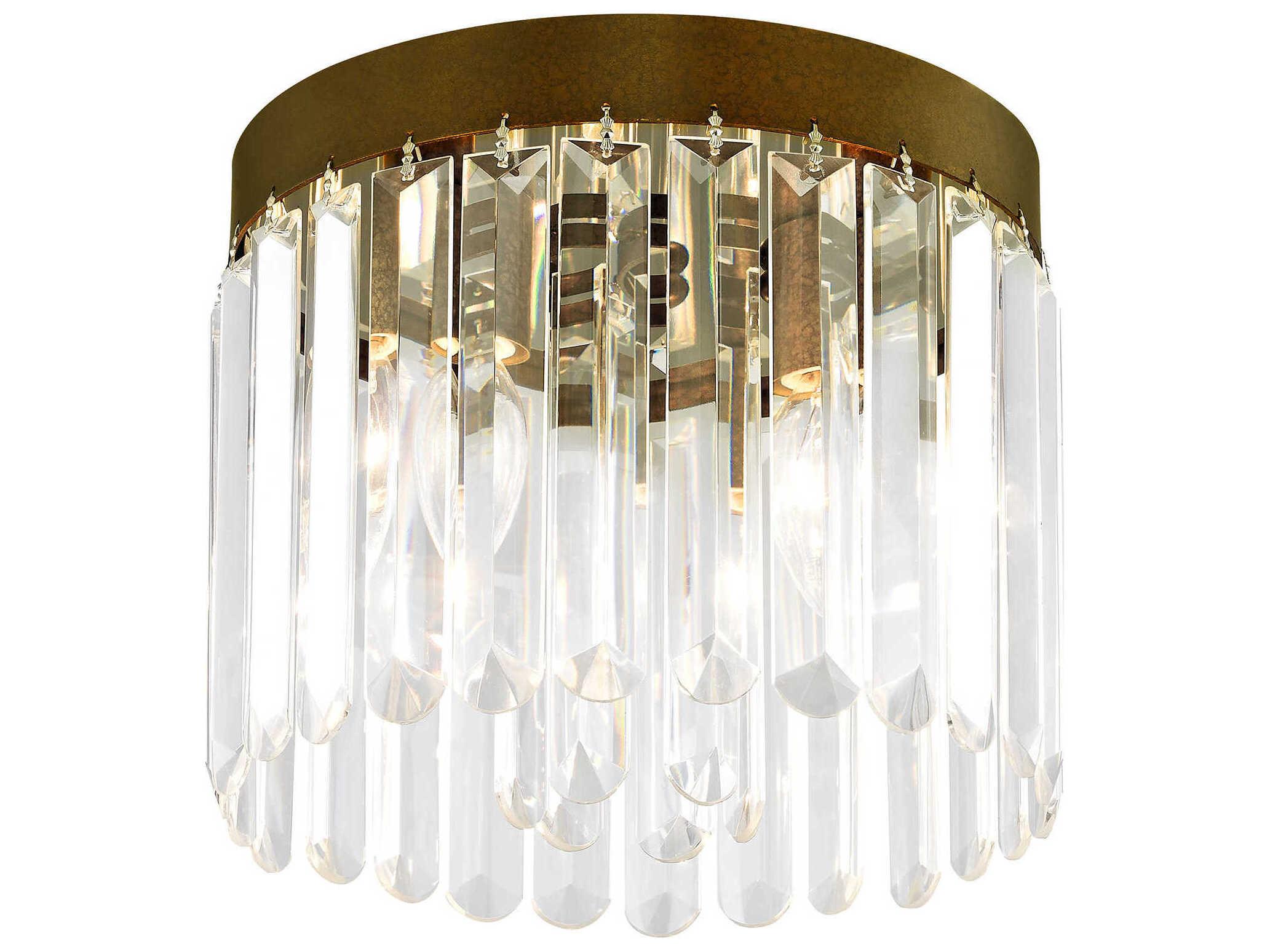 Livex Lighting Ashton 3-Light Hand Painted Palacial Bronze Crystal Drum Flush Mount