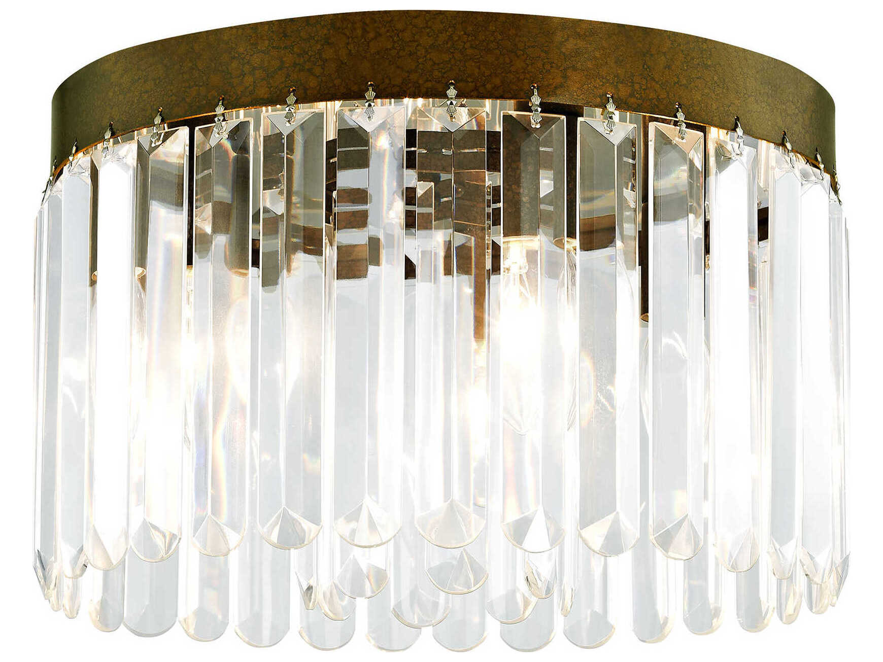Livex Lighting Ashton 4-Light Hand Painted Palacial Bronze Crystal Drum Flush Mount