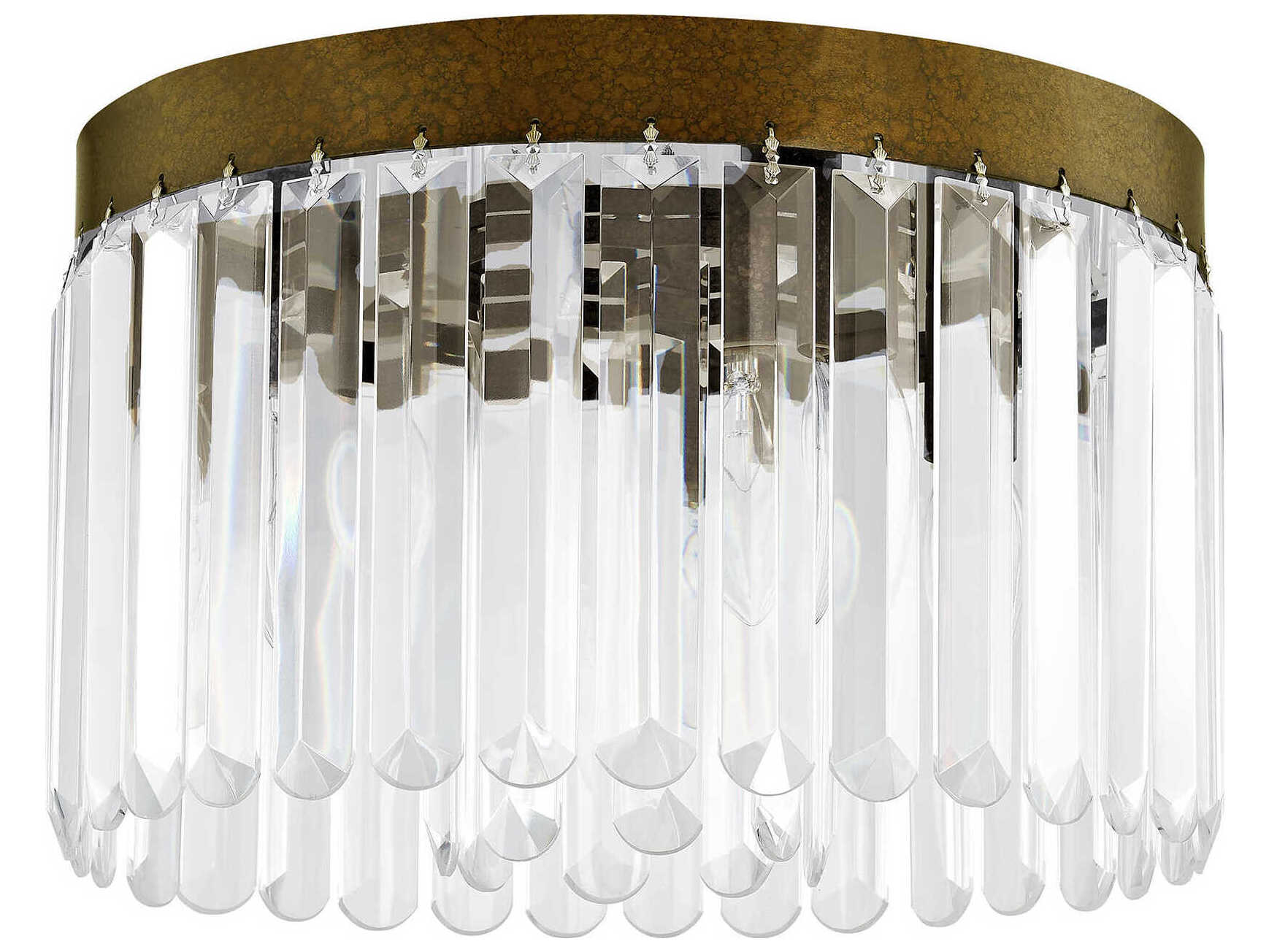 Livex Lighting Ashton 4-Light Hand Painted Palacial Bronze Crystal Drum Flush Mount