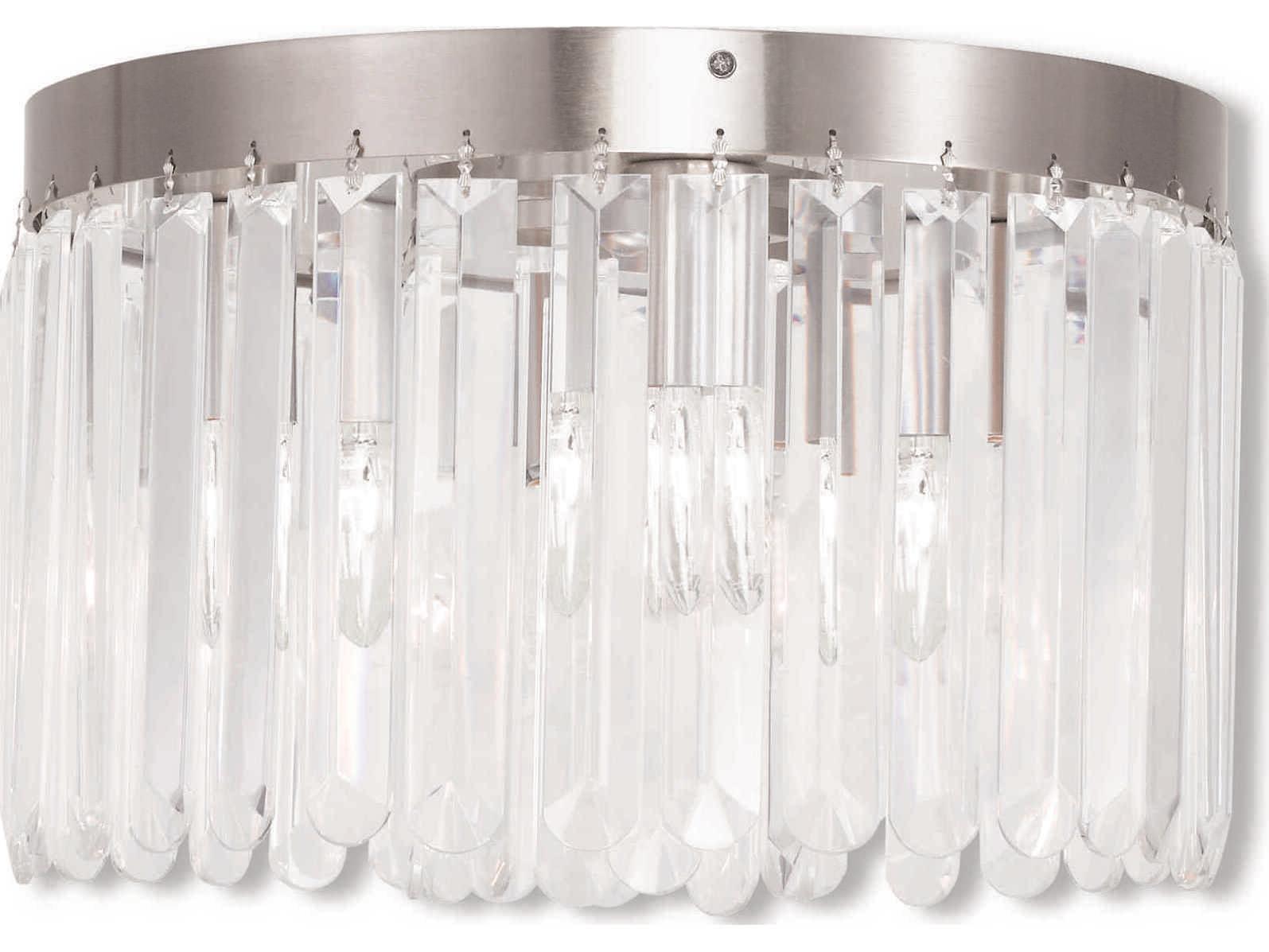 Livex Lighting Ashton 4-Light Brushed Nickel Crystal Drum Flush Mount