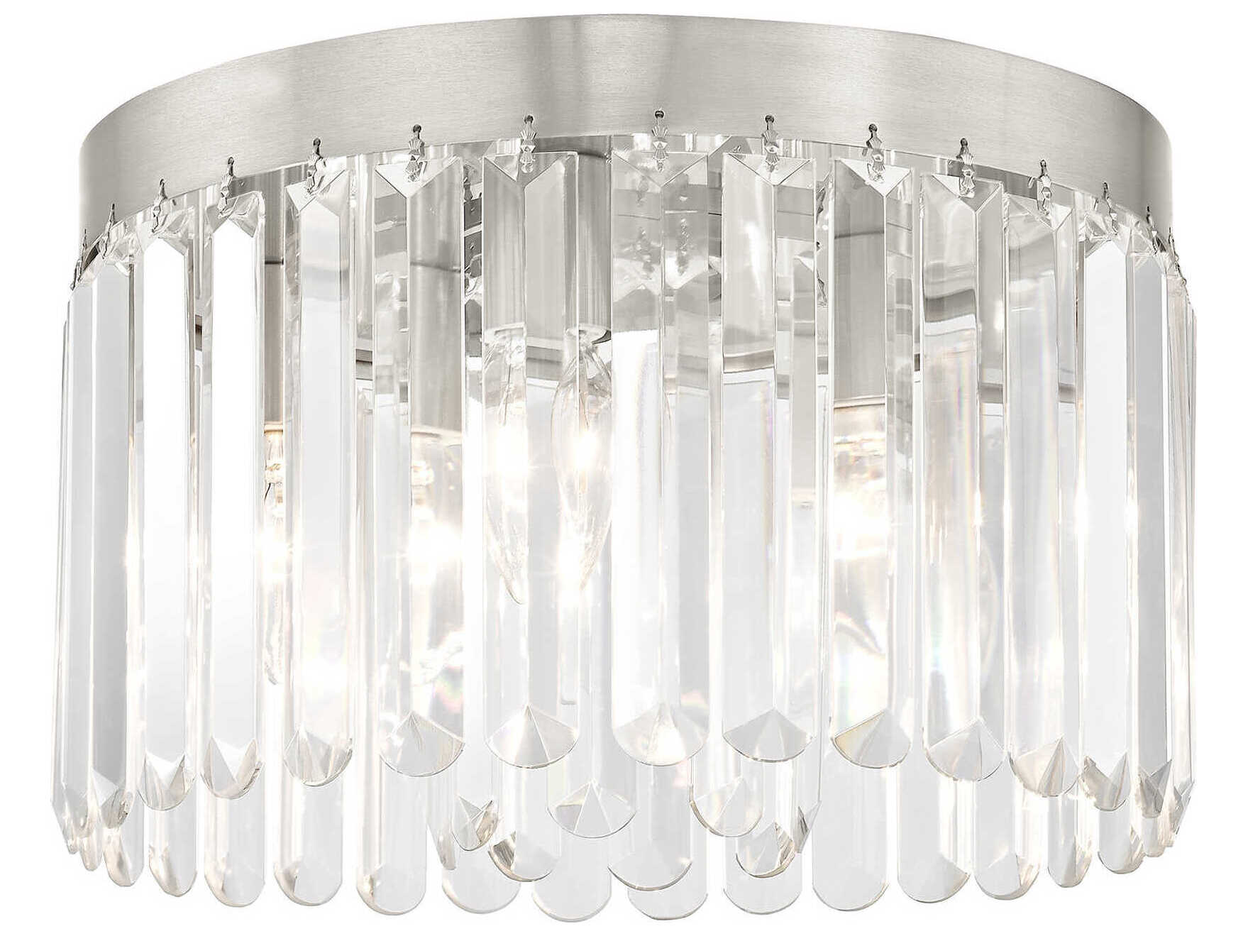 Livex Lighting Ashton 4-Light Brushed Nickel Crystal Drum Flush Mount