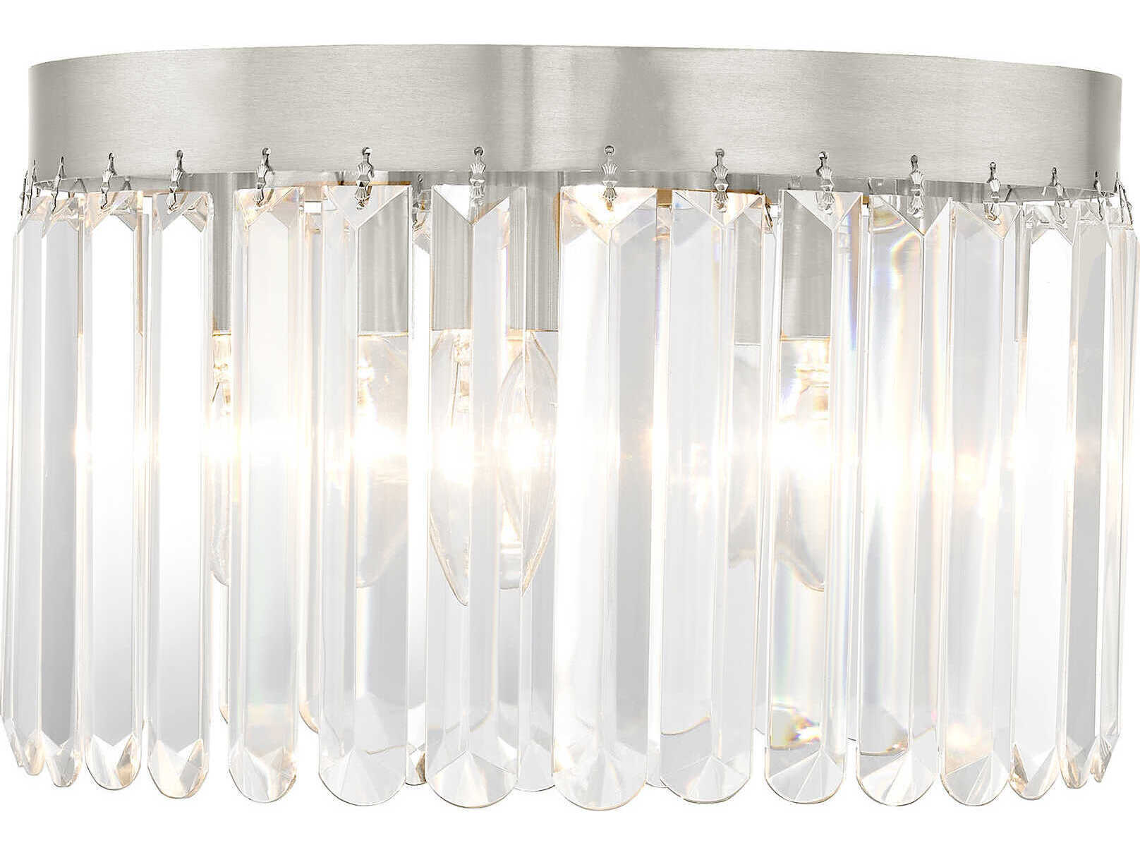 Livex Lighting Ashton 4-Light Brushed Nickel Crystal Drum Flush Mount