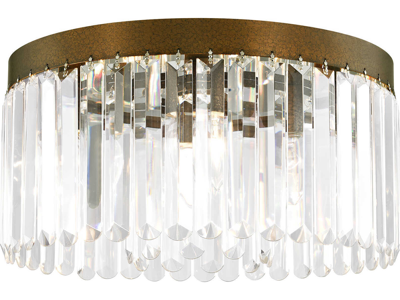 Livex Lighting Ashton 5-Light Hand Painted Palacial Bronze Crystal Drum Flush Mount