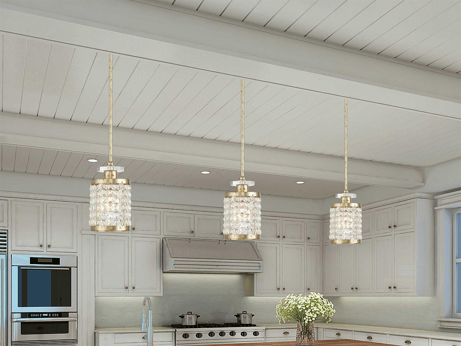 Livex Lighting Grammercy 1-Light Hand Applied Winter Gold Crystal Cylinder Mini Pendant