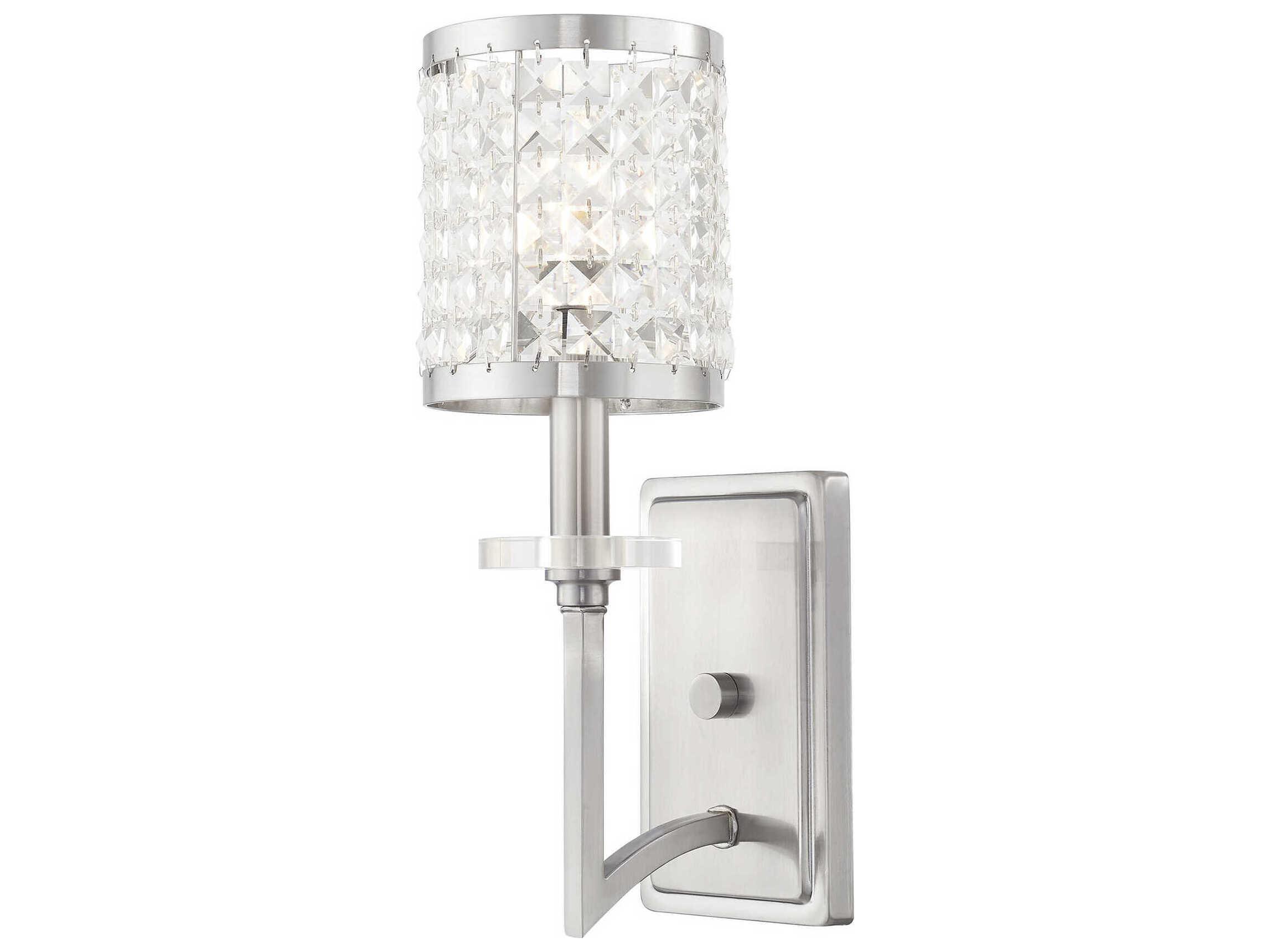Livex Lighting Grammercy 1-Light Brushed Nickel Crystal Wall Sconce