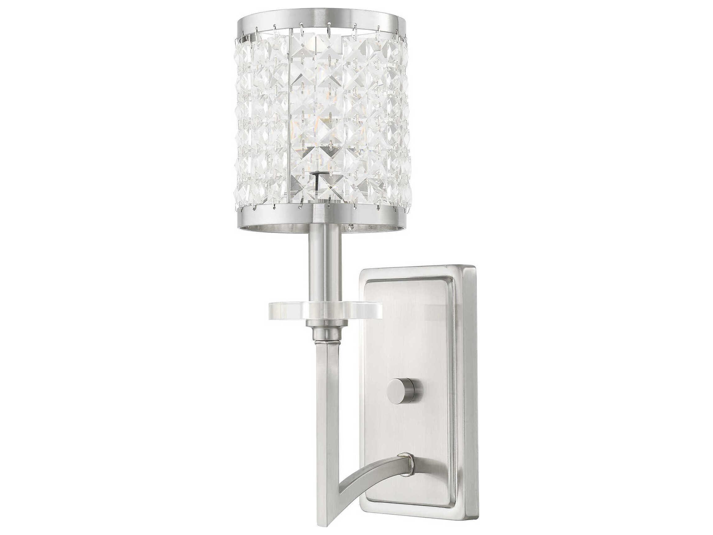 Livex Lighting Grammercy 1-Light Brushed Nickel Crystal Wall Sconce
