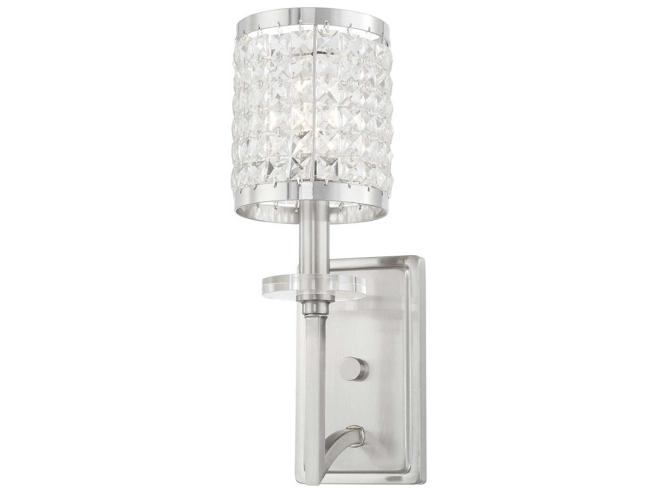 Livex Lighting Grammercy 1-Light Brushed Nickel Crystal Wall Sconce