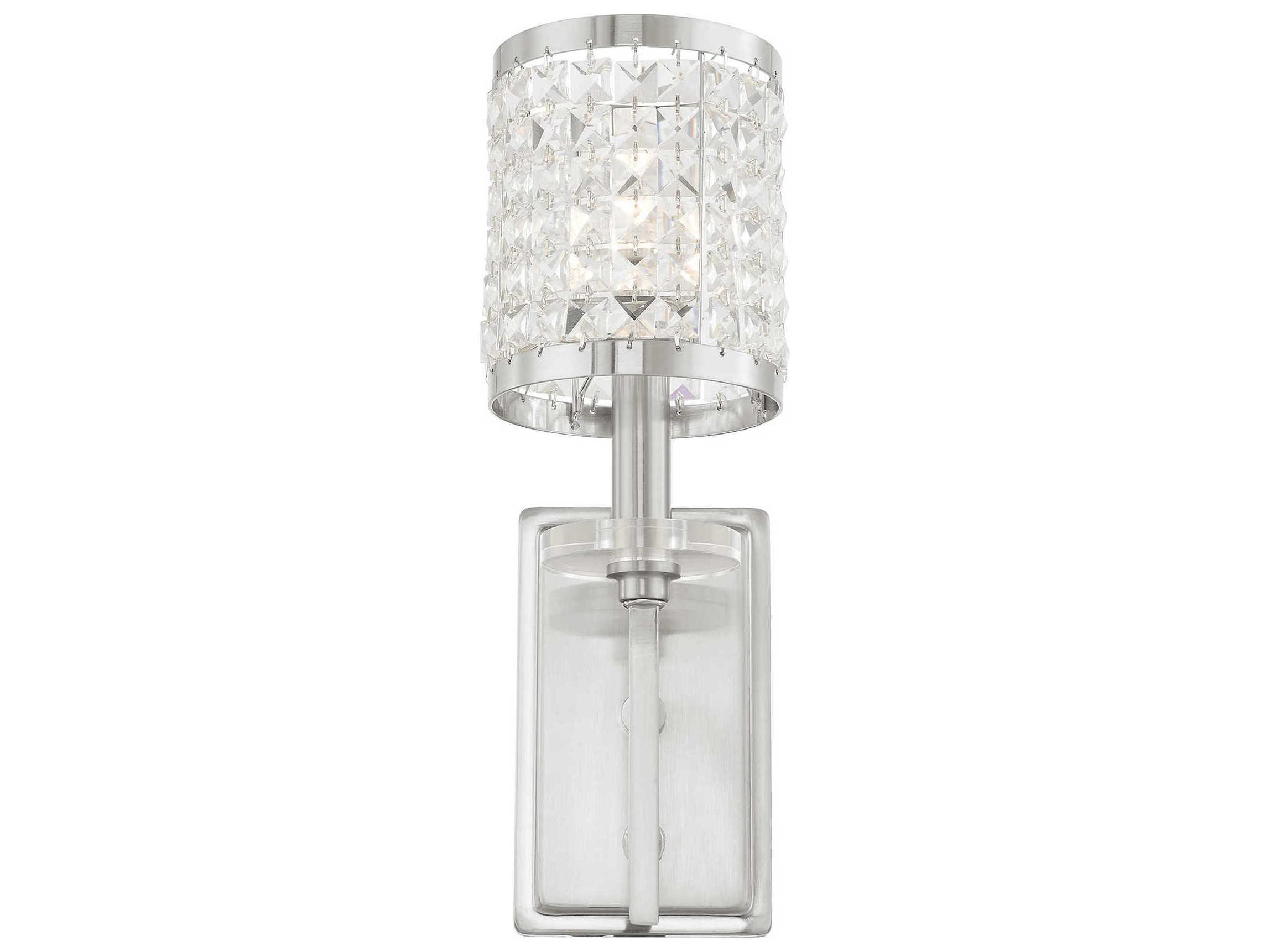 Livex Lighting Grammercy 1-Light Brushed Nickel Crystal Wall Sconce