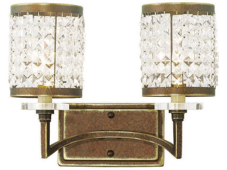 Livex Lighting Grammercy 2-Light Hand Painted Palacial Bronze Crystal Vanity Light