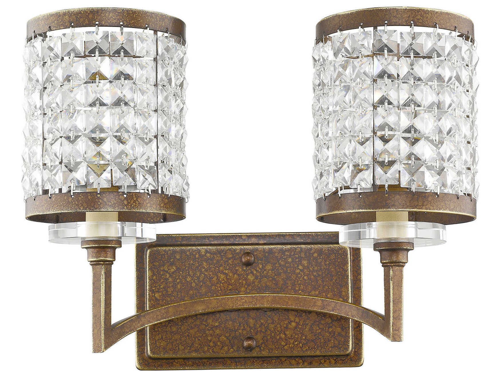 Livex Lighting Grammercy 2-Light Hand Painted Palacial Bronze Crystal Vanity Light