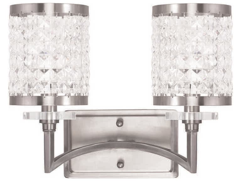 Livex Lighting Grammercy 2-Light Brushed Nickel Crystal Vanity Light