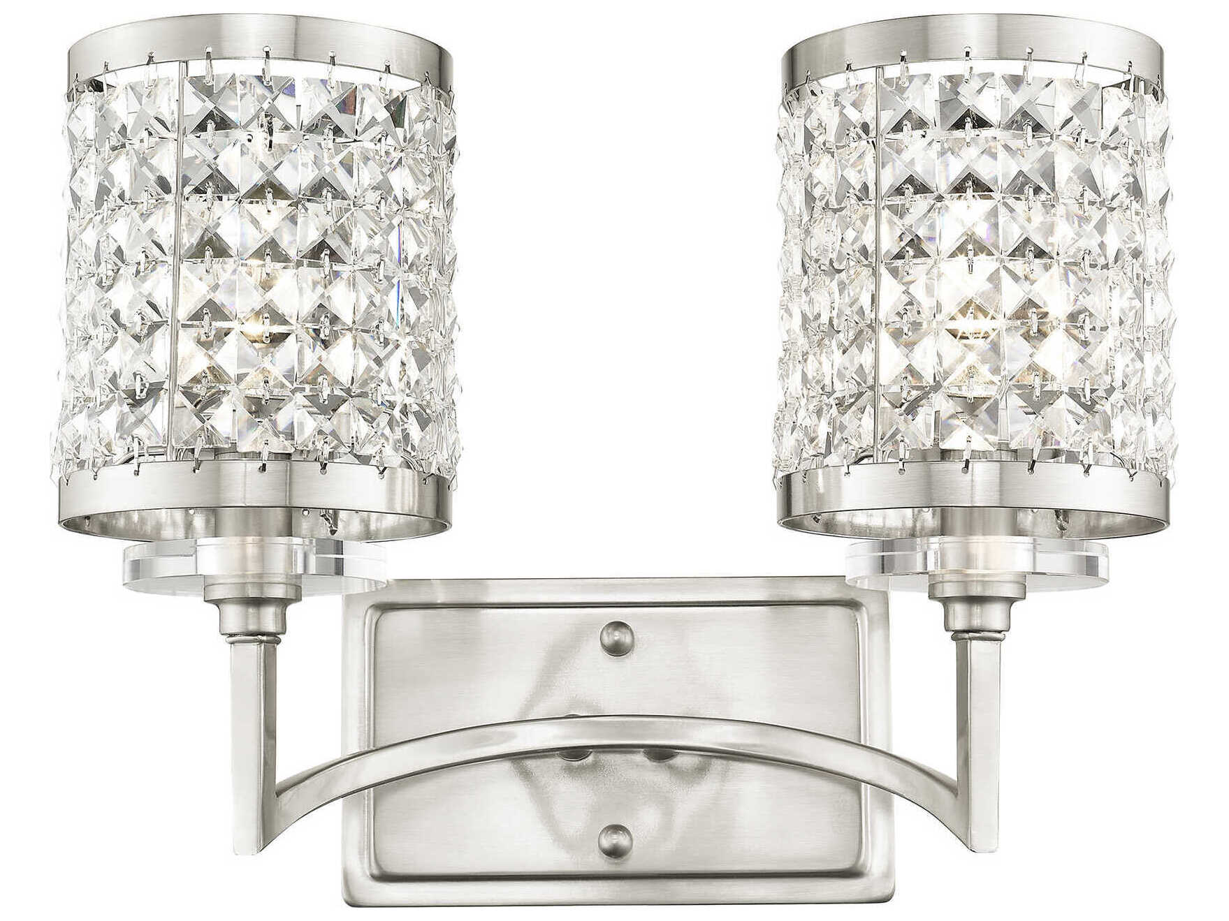 Livex Lighting Grammercy 2-Light Brushed Nickel Crystal Vanity Light