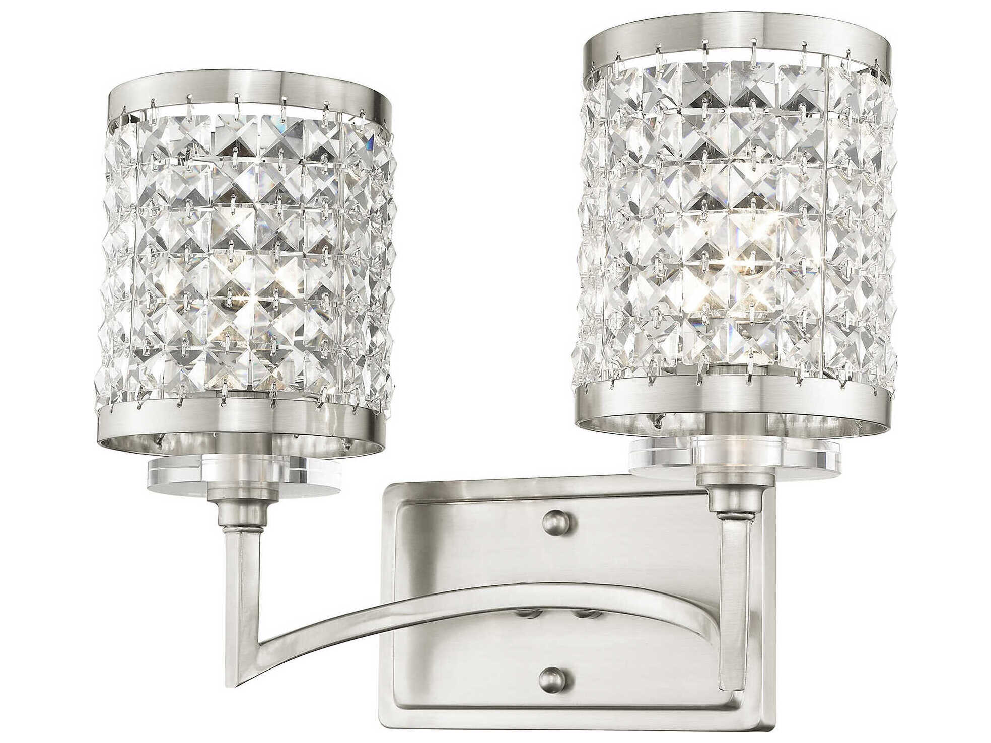 Livex Lighting Grammercy 2-Light Brushed Nickel Crystal Vanity Light