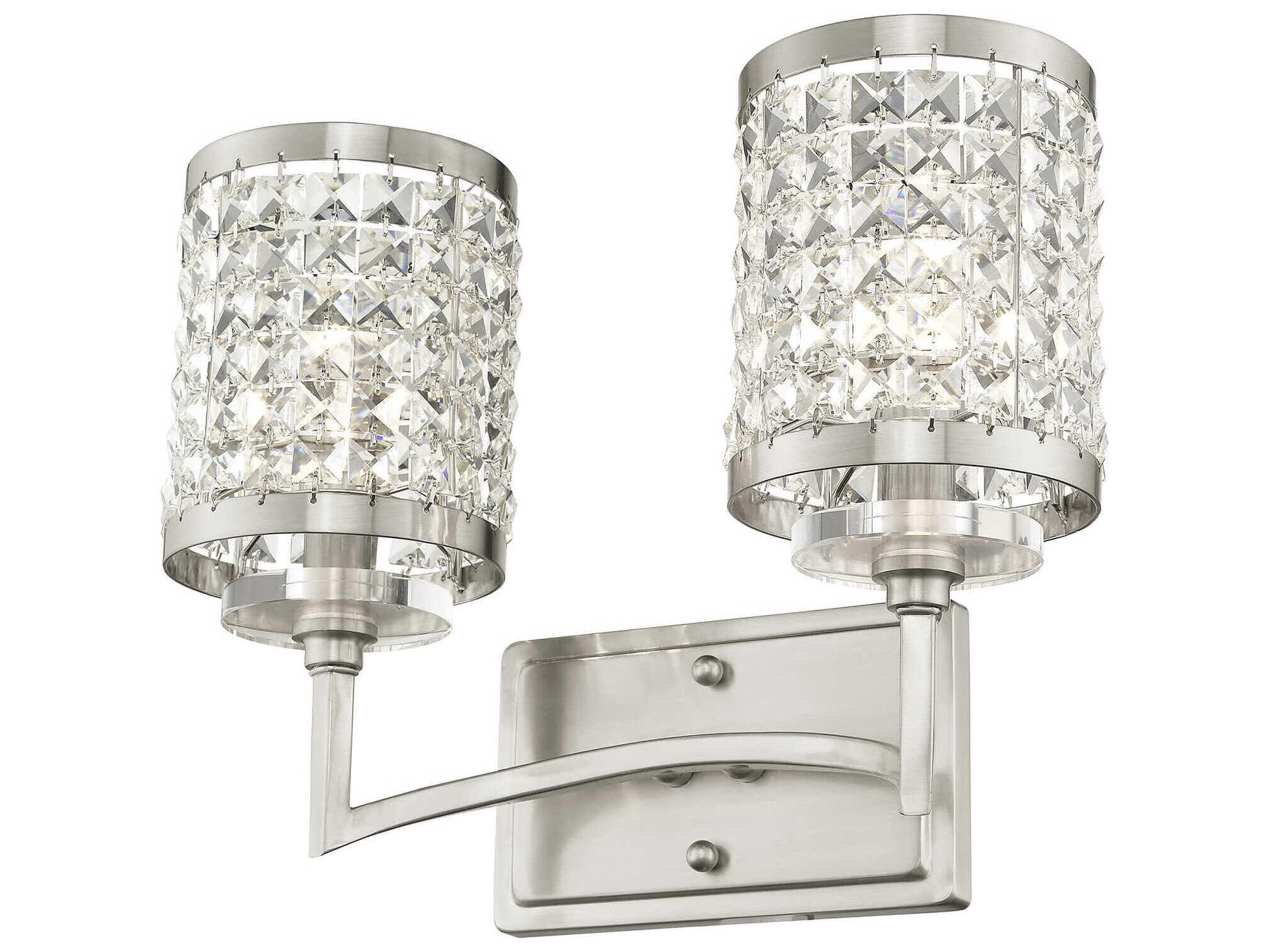 Livex Lighting Grammercy 2-Light Brushed Nickel Crystal Vanity Light