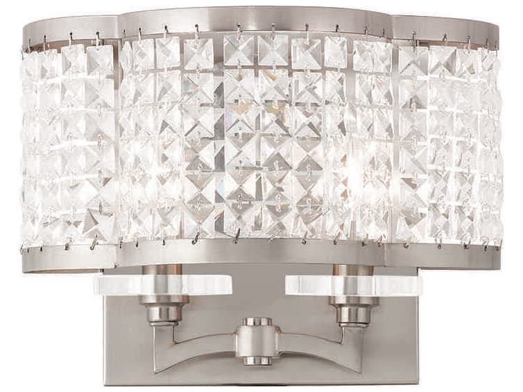Livex Lighting Grammercy 2-Light Brushed Nickel Crystal Wall Sconce