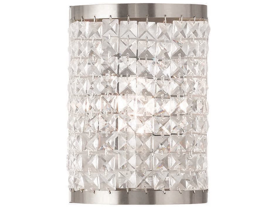 Livex Lighting Grammercy 1-Light Brushed Nickel Crystal Wall Sconce