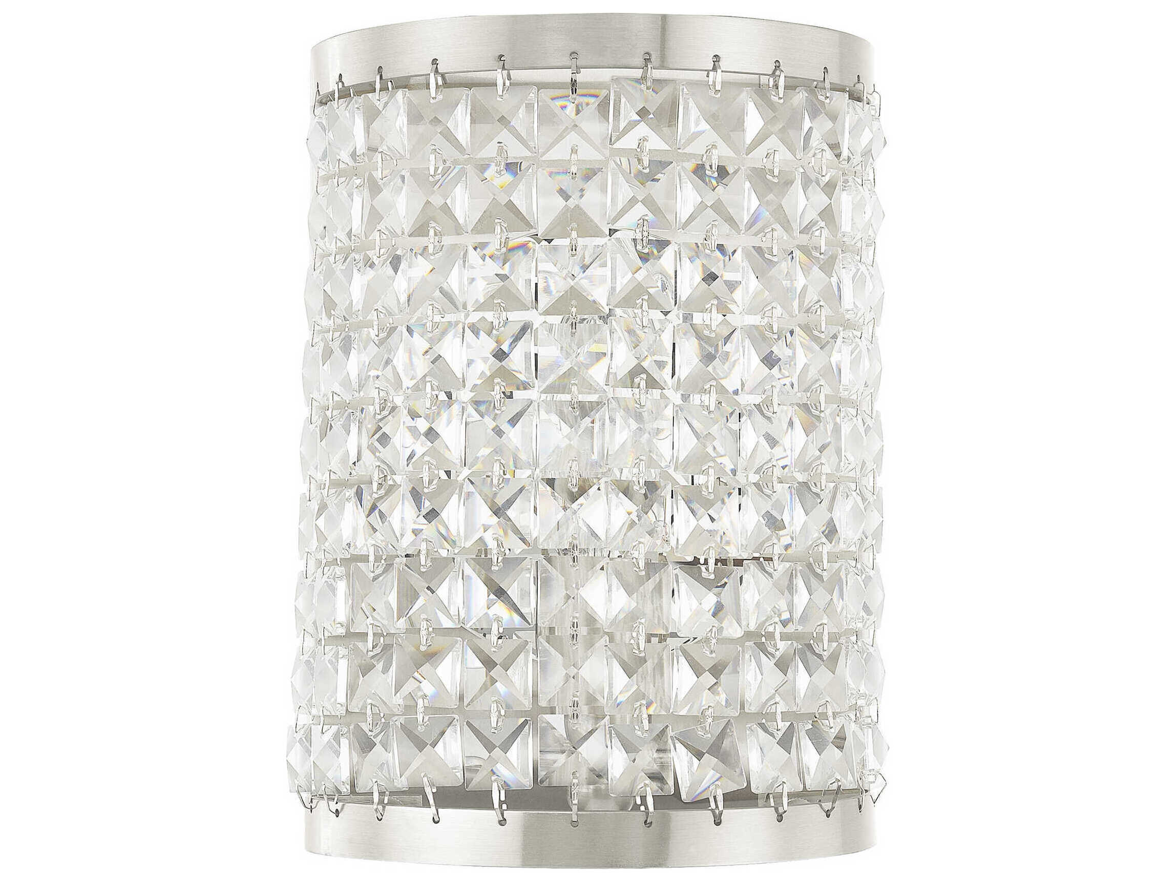 Livex Lighting Grammercy 1-Light Brushed Nickel Crystal Wall Sconce