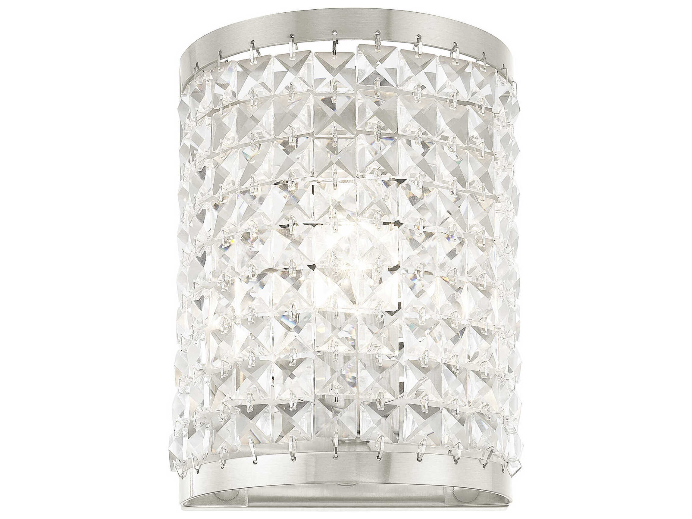 Livex Lighting Grammercy 1-Light Brushed Nickel Crystal Wall Sconce