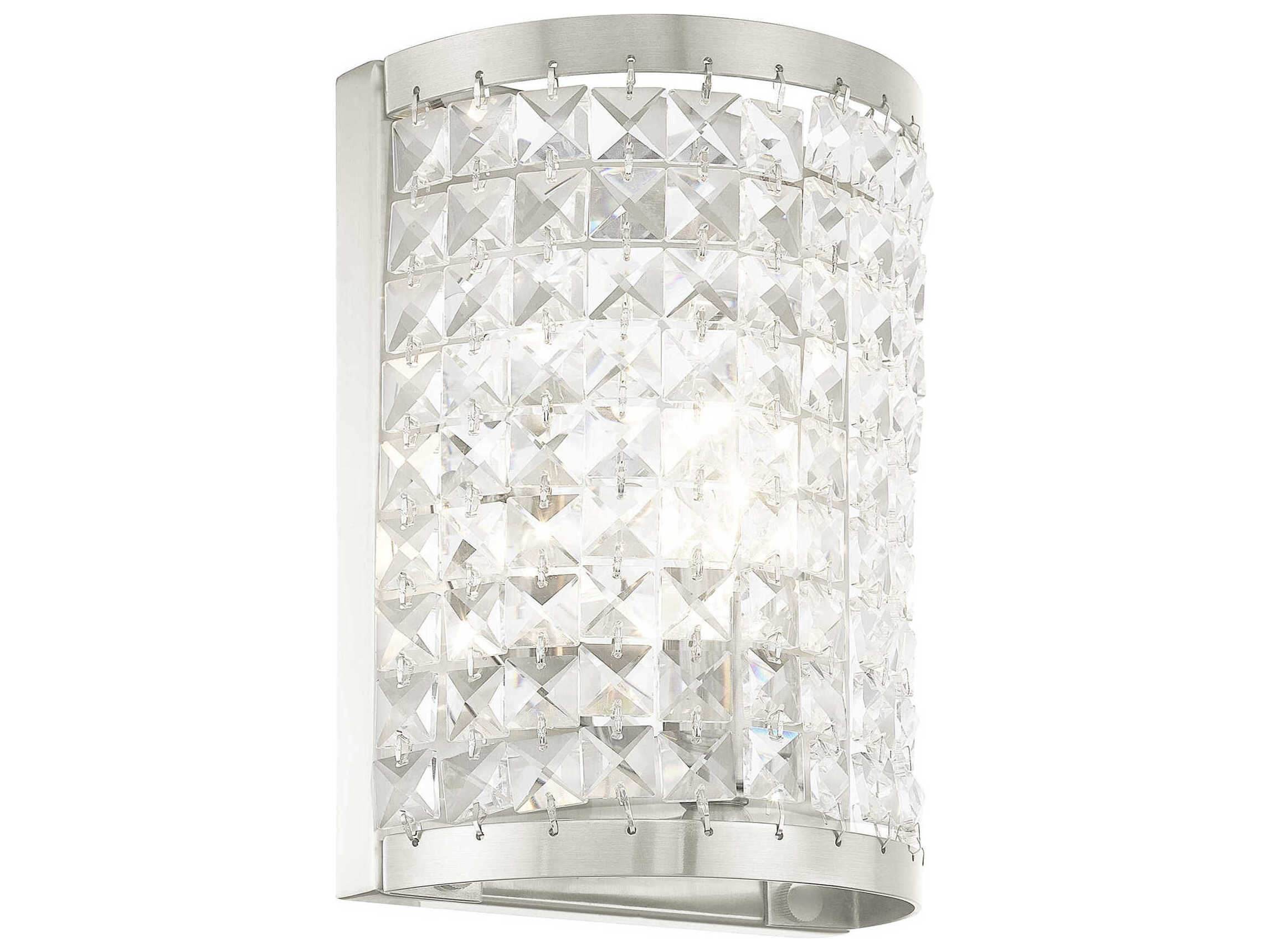 Livex Lighting Grammercy 1-Light Brushed Nickel Crystal Wall Sconce