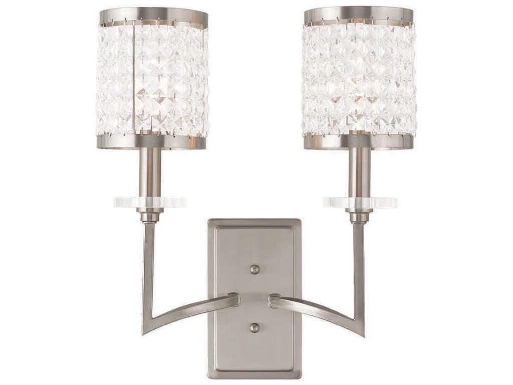 Livex Lighting Grammercy 2-Light Brushed Nickel Crystal Wall Sconce