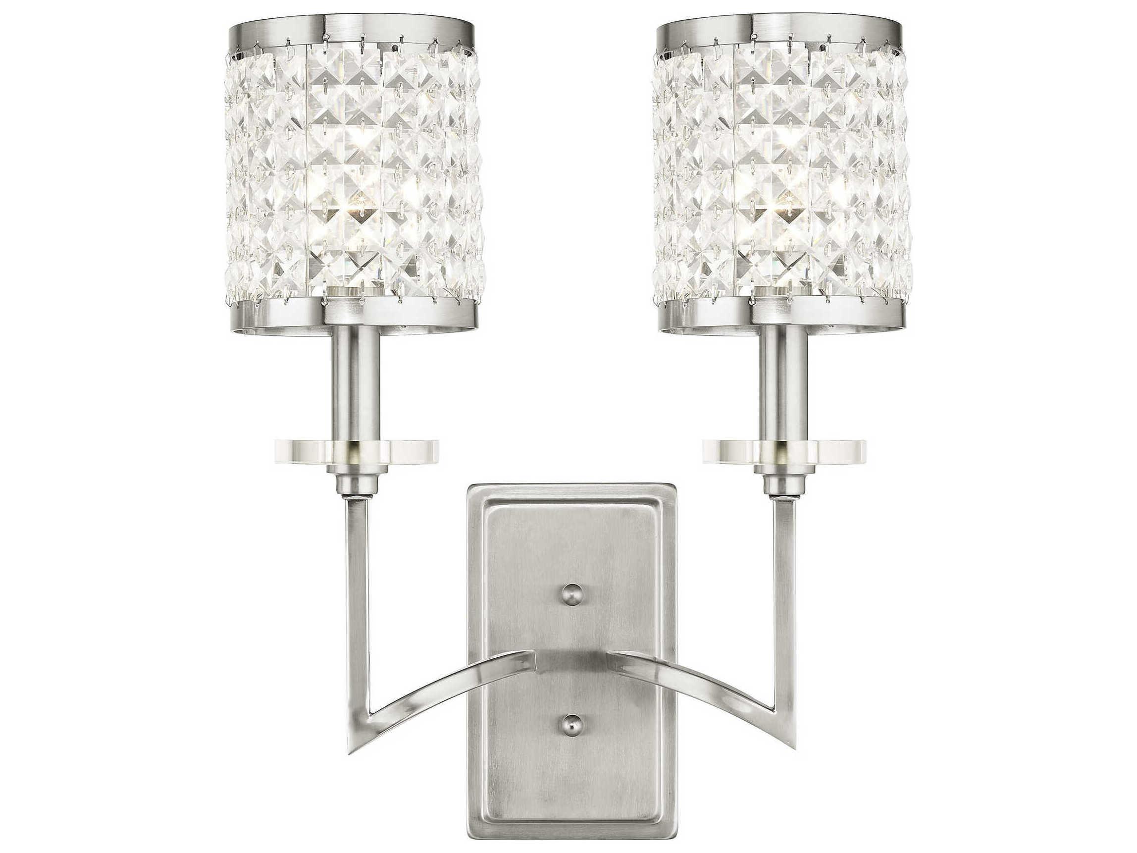 Livex Lighting Grammercy 2-Light Brushed Nickel Crystal Wall Sconce