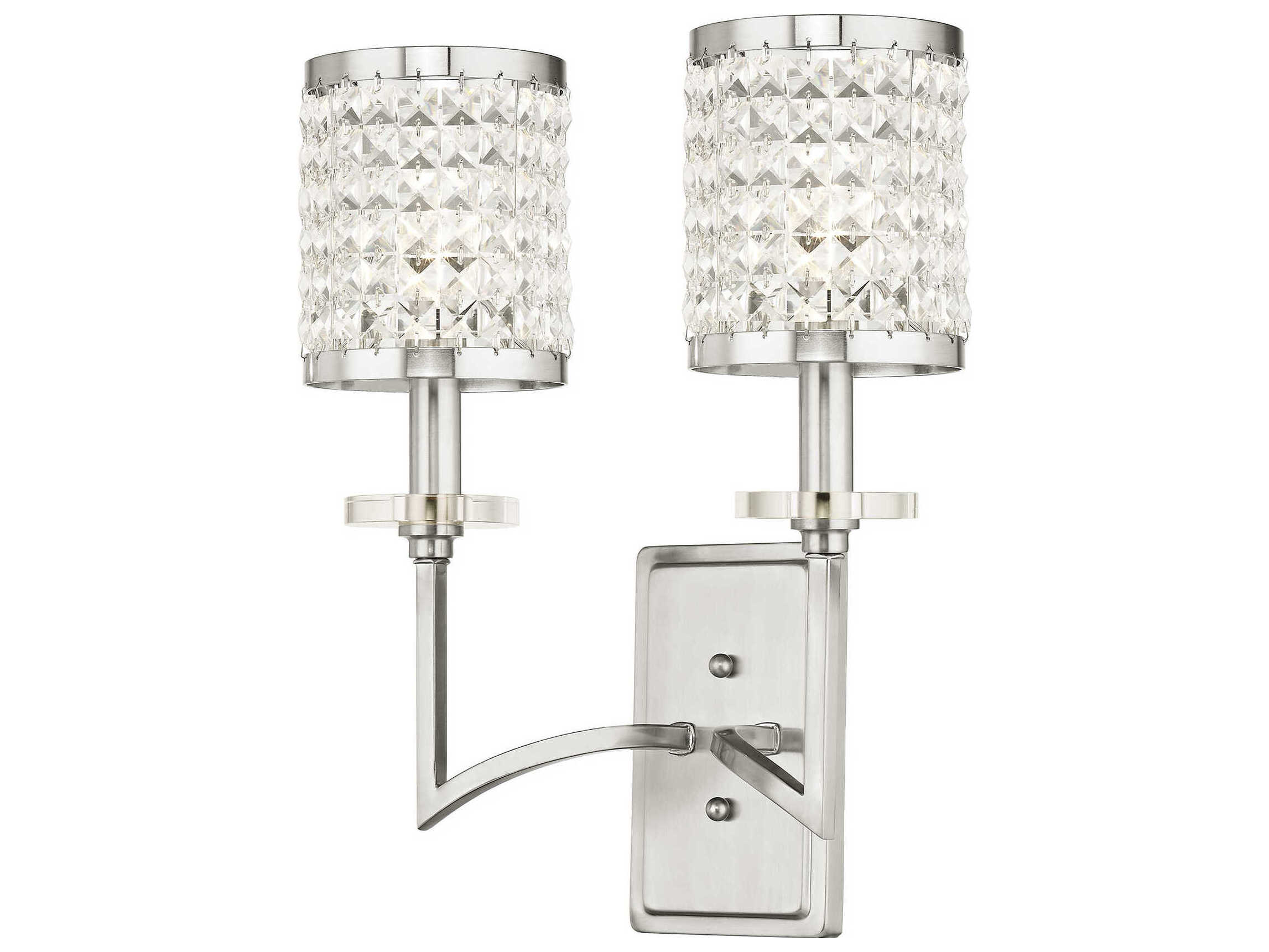 Livex Lighting Grammercy 2-Light Brushed Nickel Crystal Wall Sconce