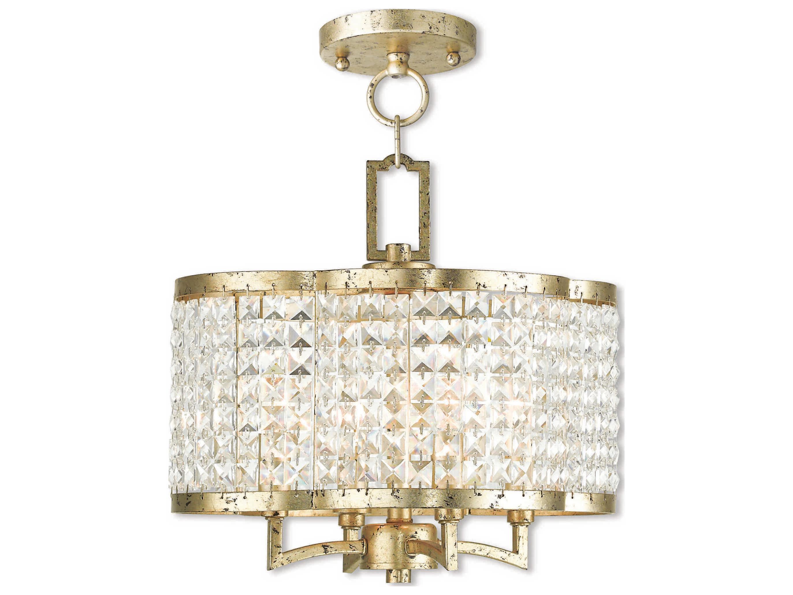 Livex Lighting Grammercy 4-Light Hand Applied Winter Gold Crystal Chandelier