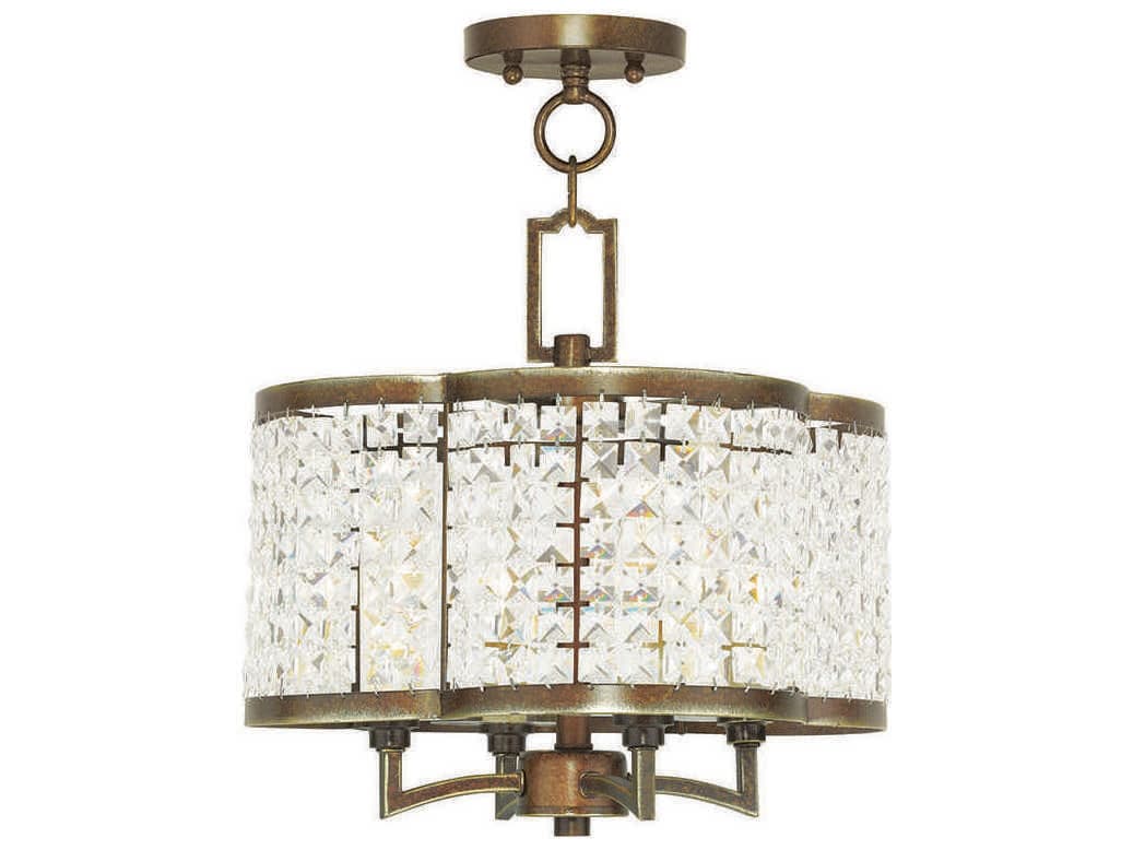 Livex Lighting Grammercy 4-Light Hand Painted Palacial Bronze Crystal Chandelier