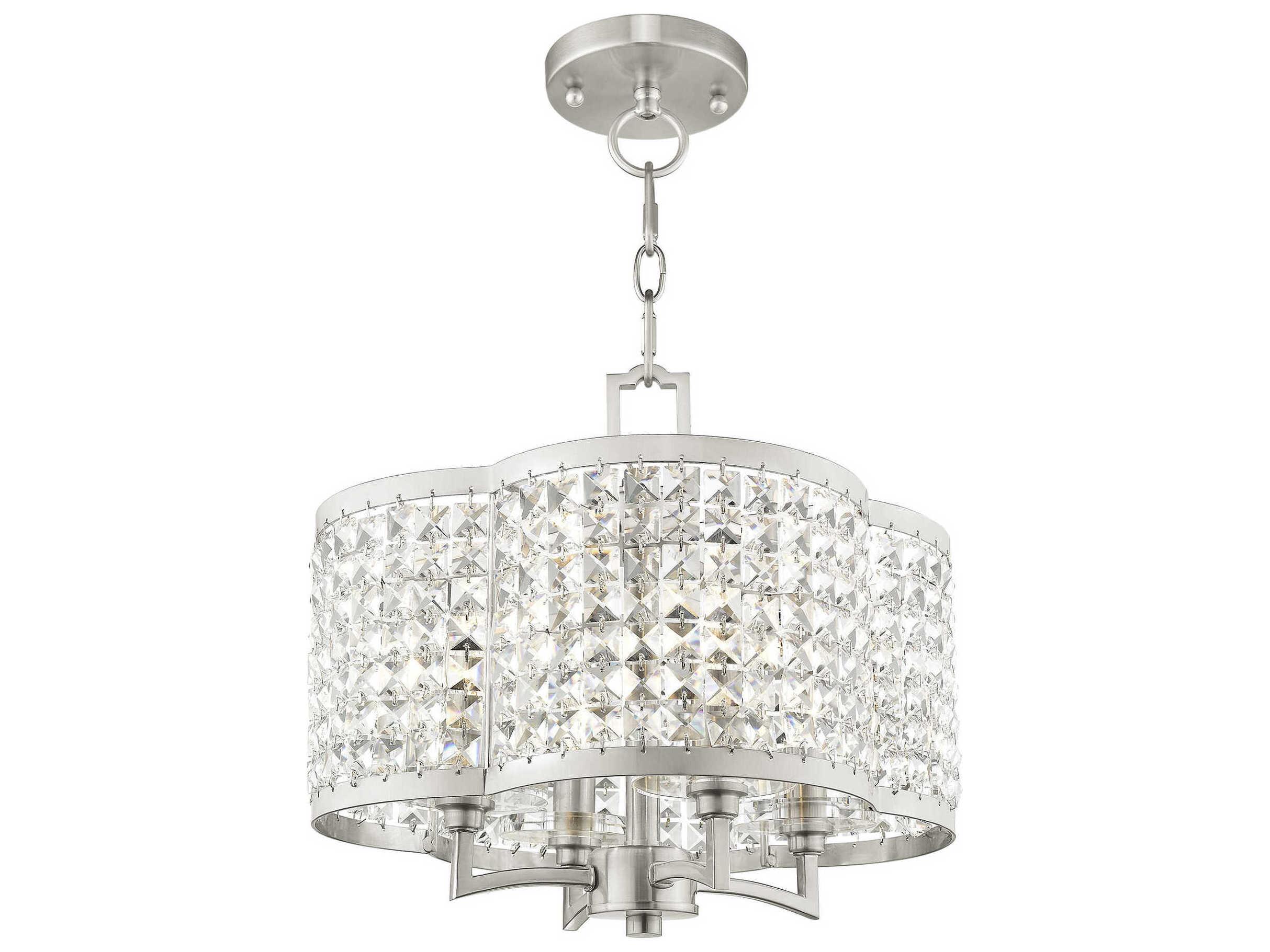 Livex Lighting Grammercy 4-Light Brushed Nickel Crystal Chandelier