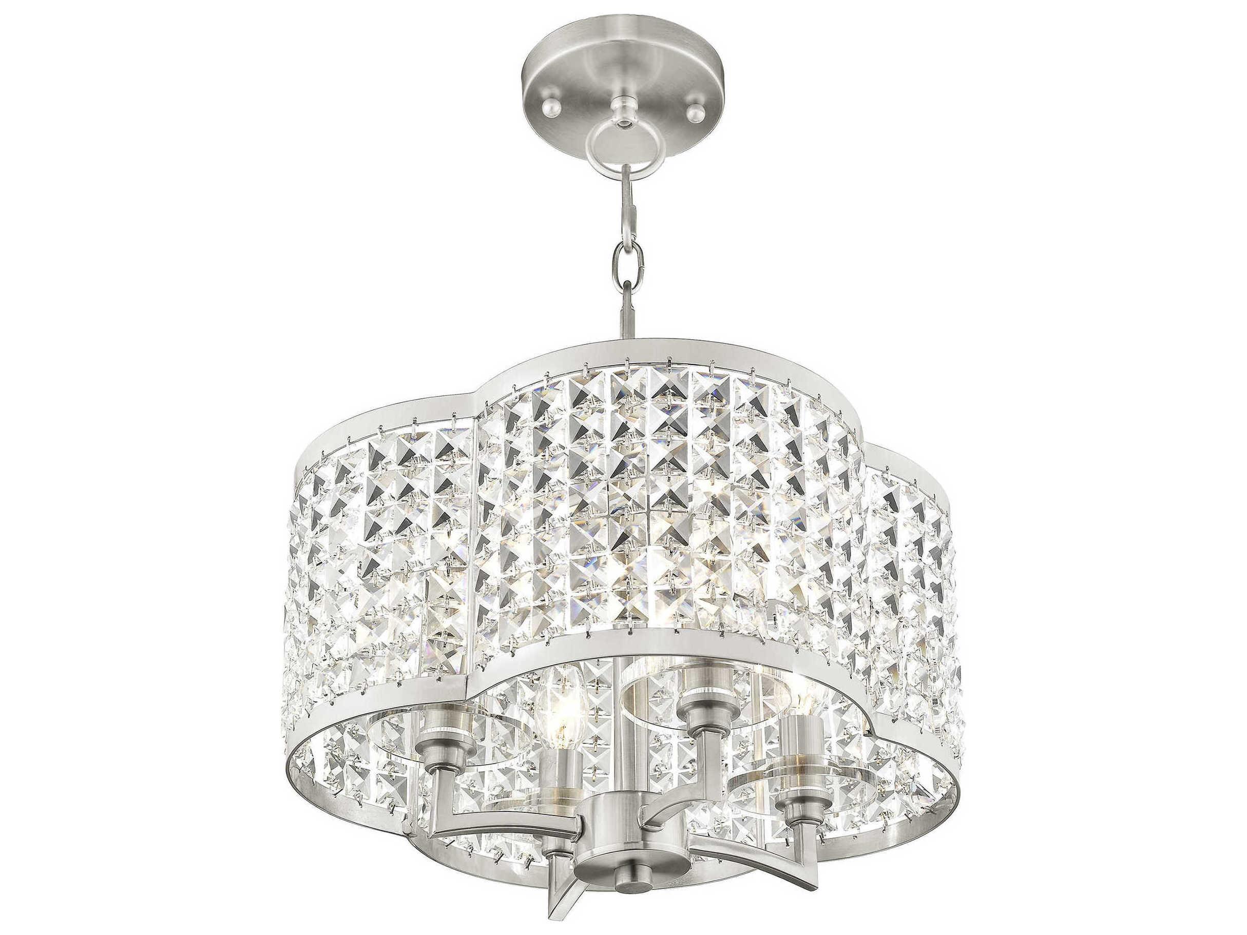 Livex Lighting Grammercy 4-Light Brushed Nickel Crystal Chandelier